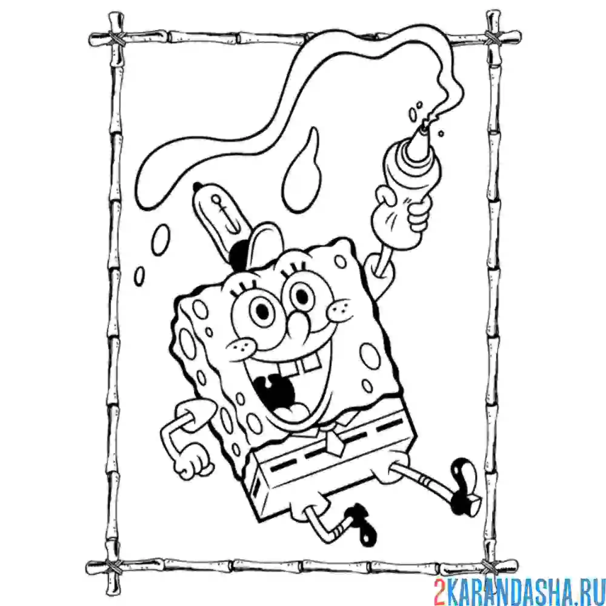 Раскраска спанч боб с кетчупом