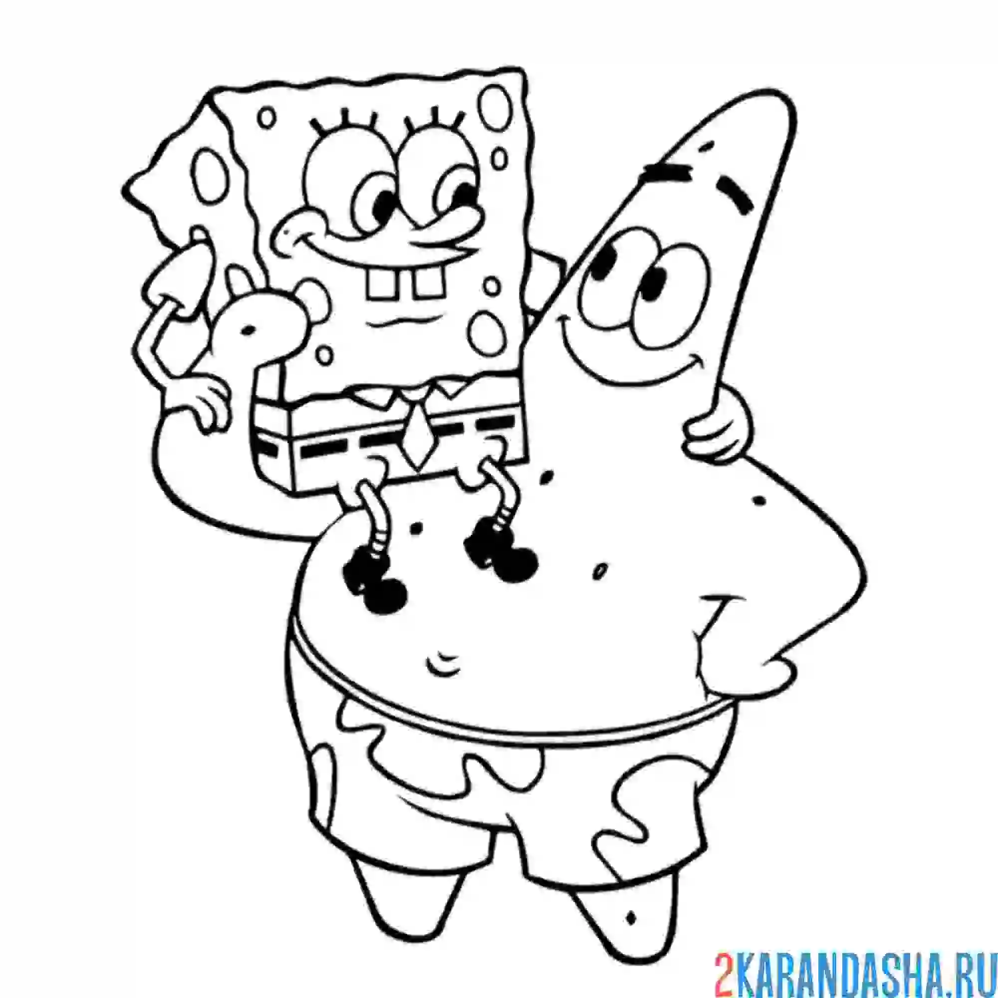 Раскраска губка боб с другом патриком