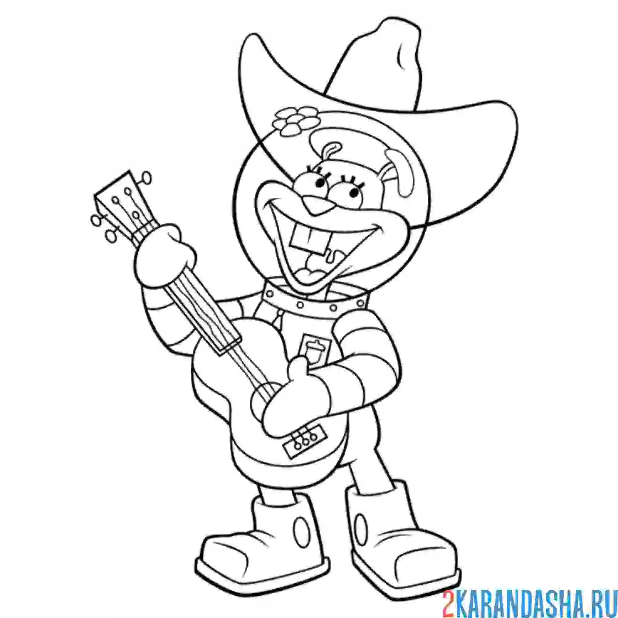 Раскраска белка сэнди с гитарой