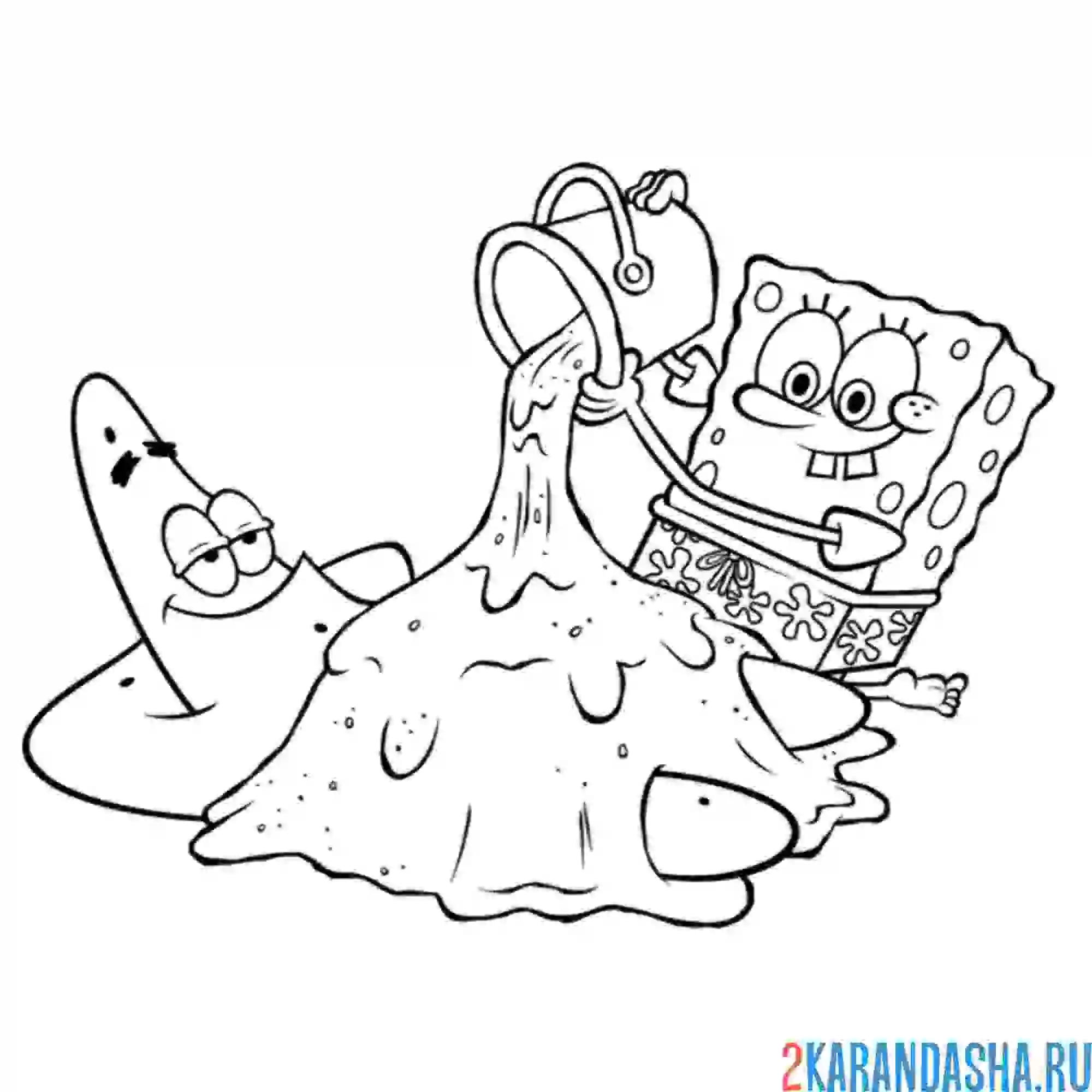 Раскраска губка боб играет в песок с патриком