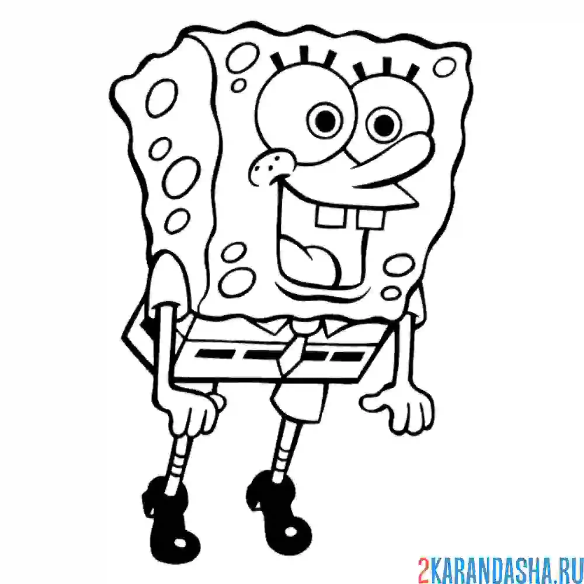 Раскраска губка боб в прыжке