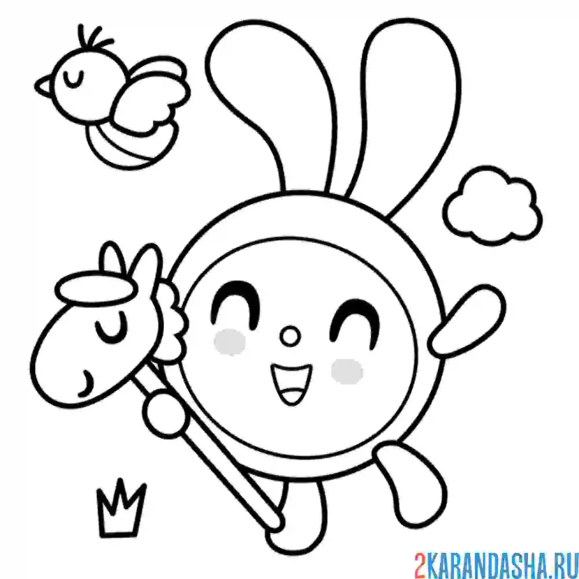 Раскраска крошик на лошадке | малышарики