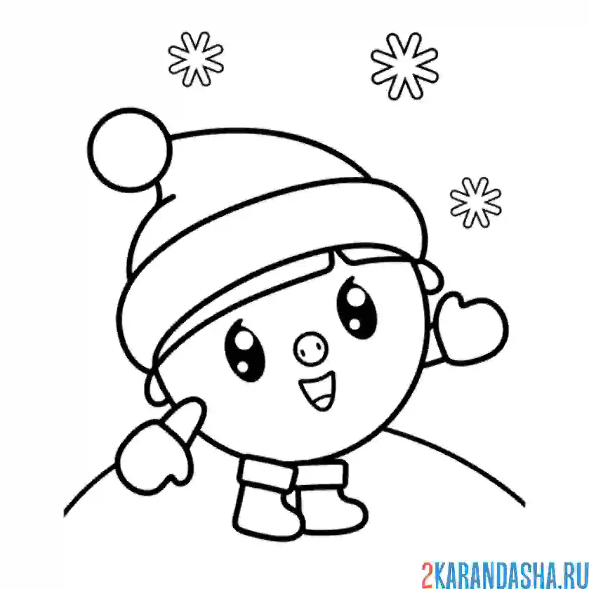 Раскраска нюшенька в новогодней шапке | малышарики