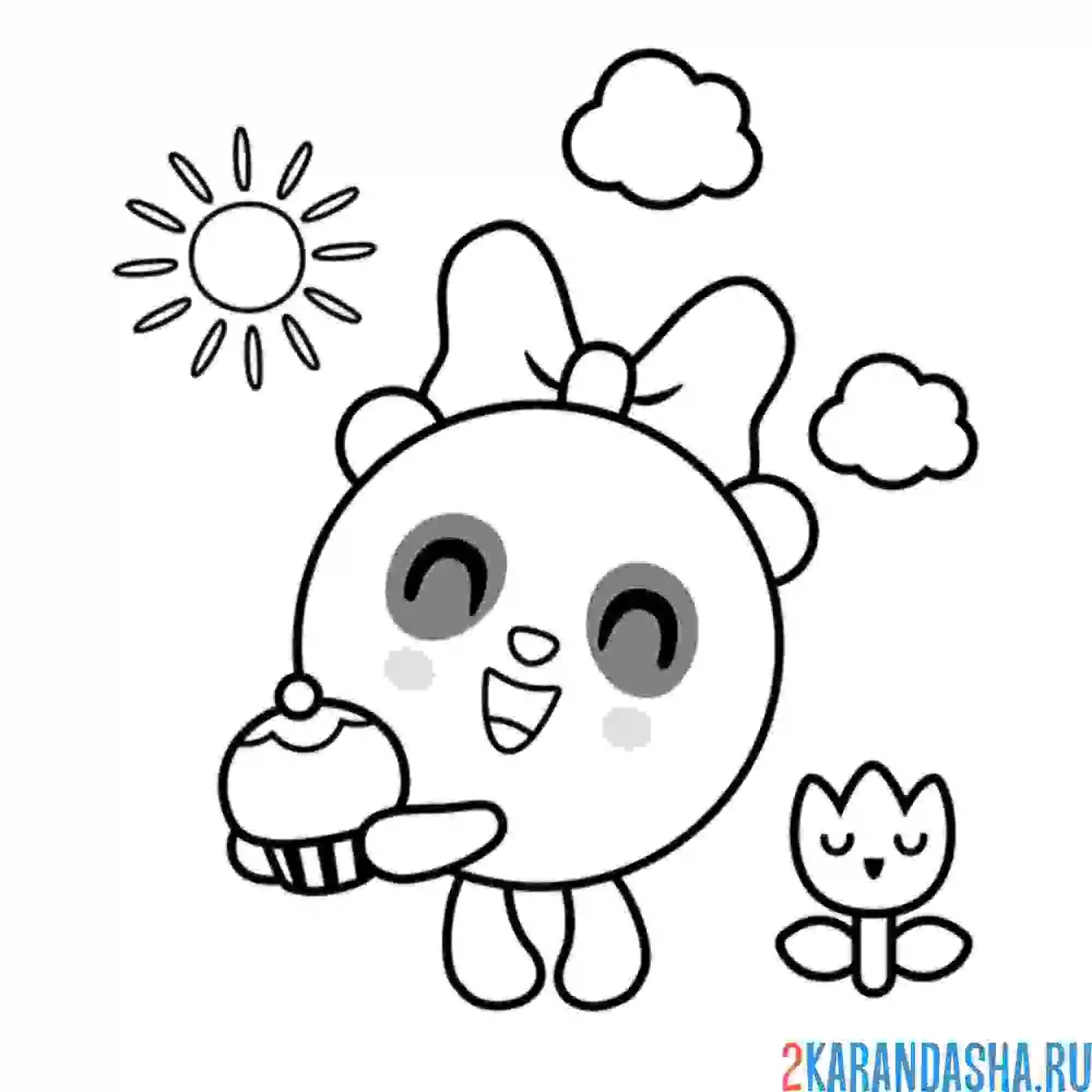 Раскраска пандочка с кексом | малышарики