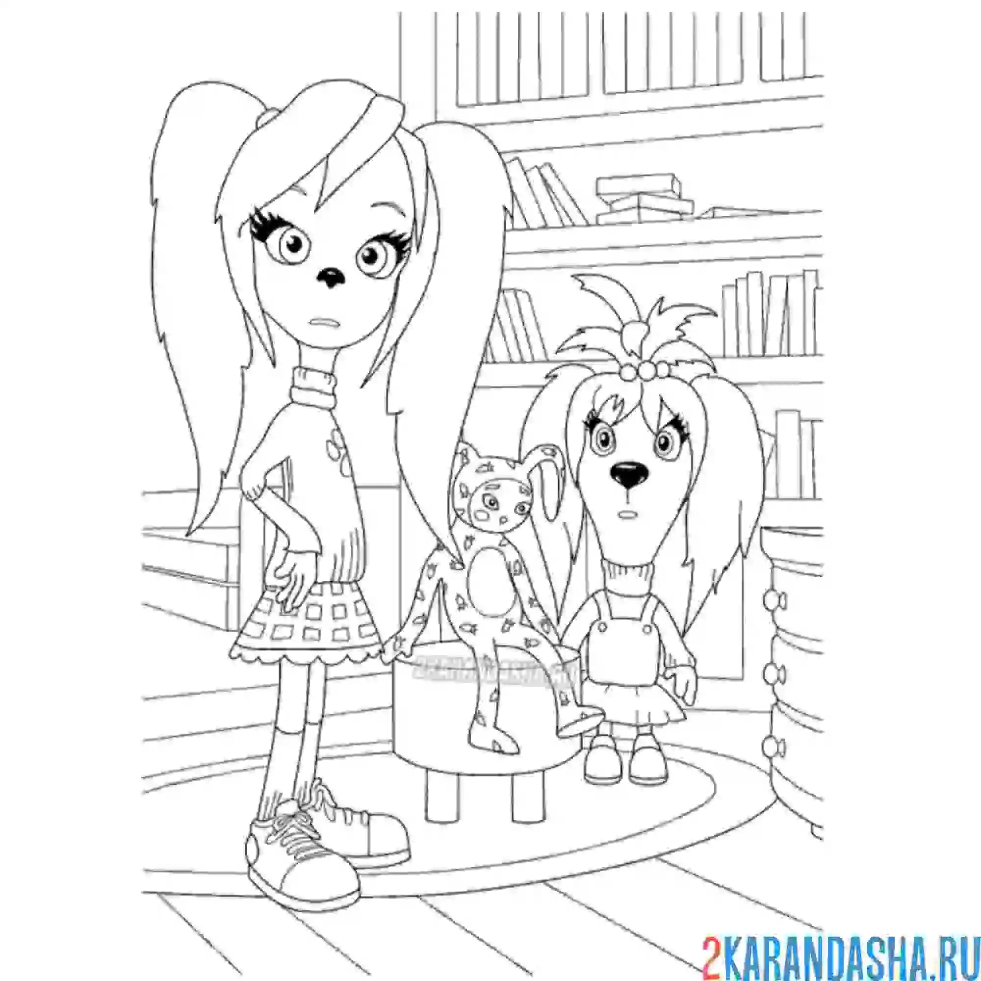 Раскраска лиза и роза барбоскины играют