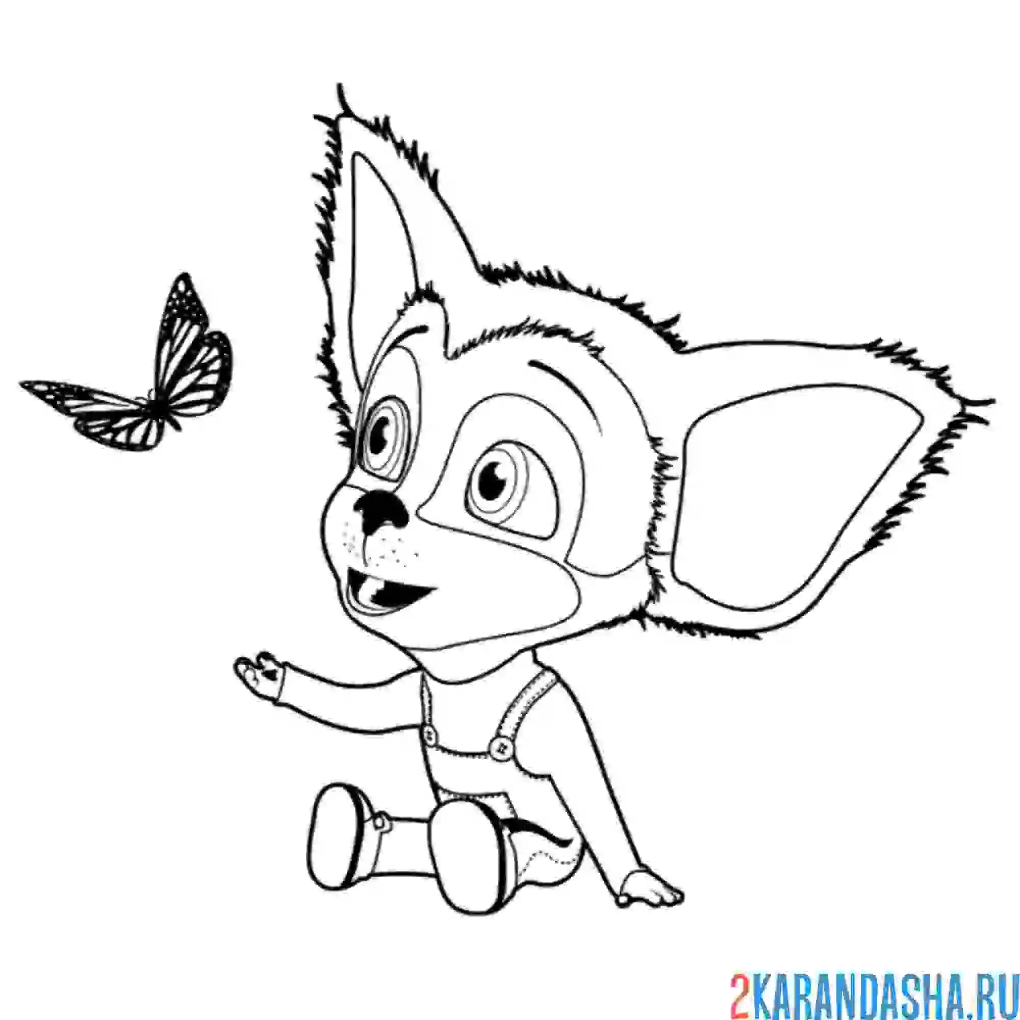 Раскраска малыш и бабочка