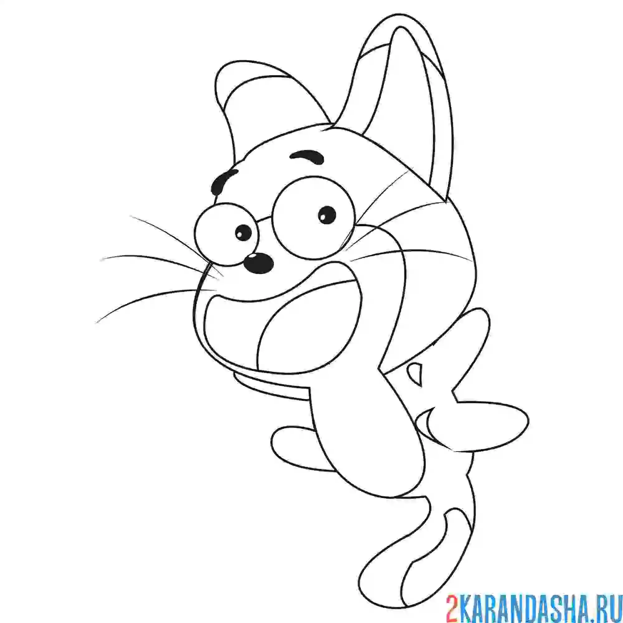 Раскраска прыгающий котенок