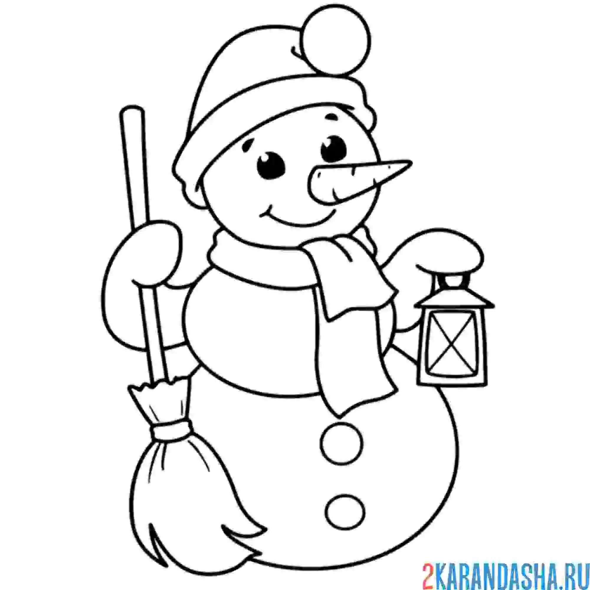 Раскраска милый снеговичок