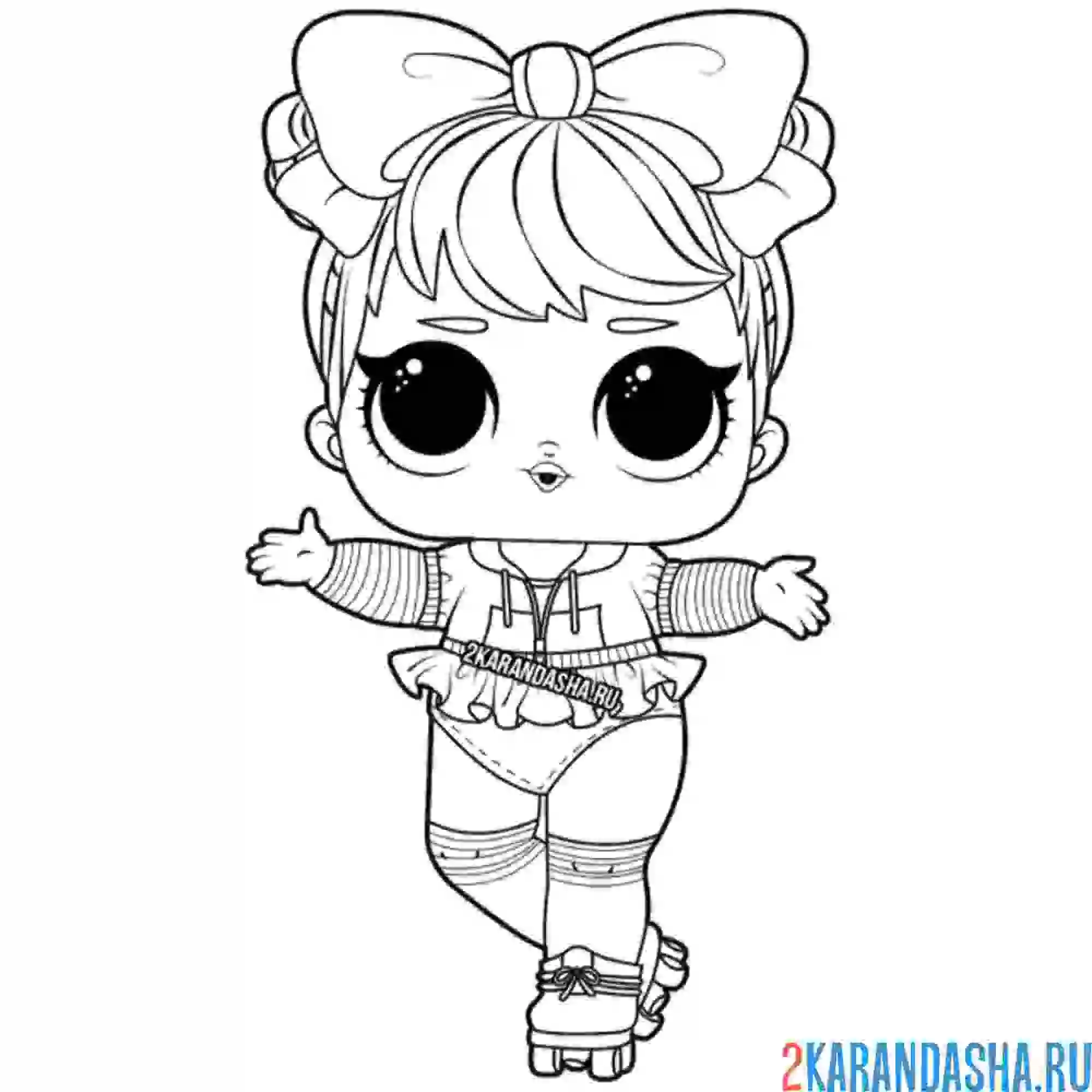 Раскраска новая кукла лол на роликах рассвет