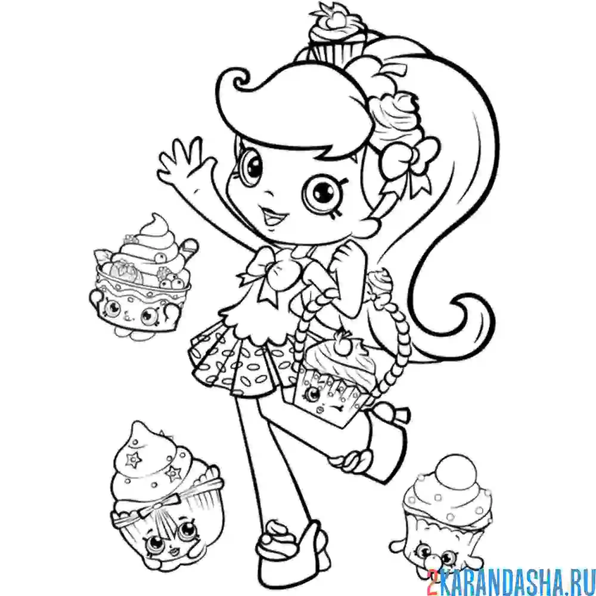 Раскраска shopkins кукла джессикейк со вкусными пирожными
