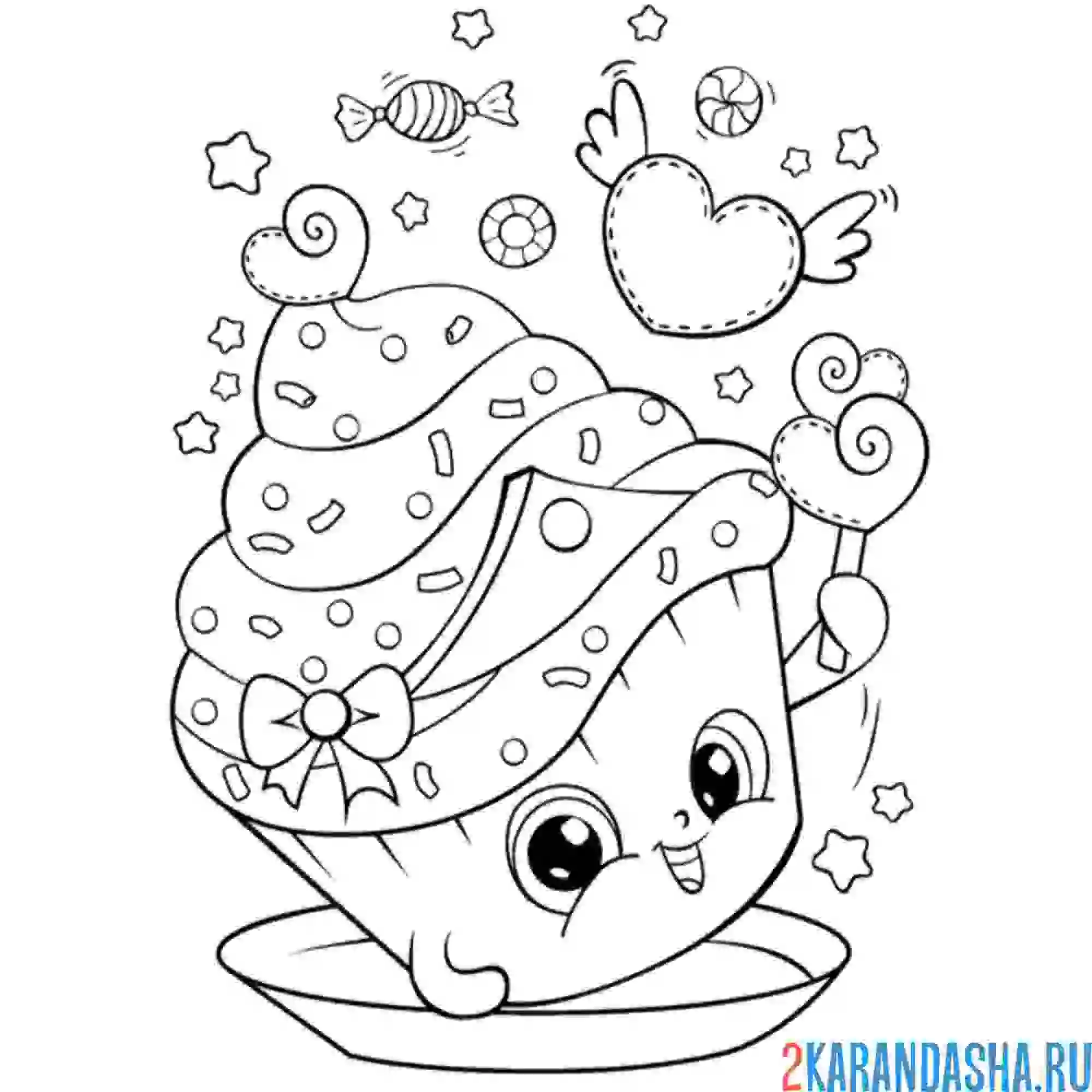 Раскраска шопкинс капкейк квин сладкий кексик