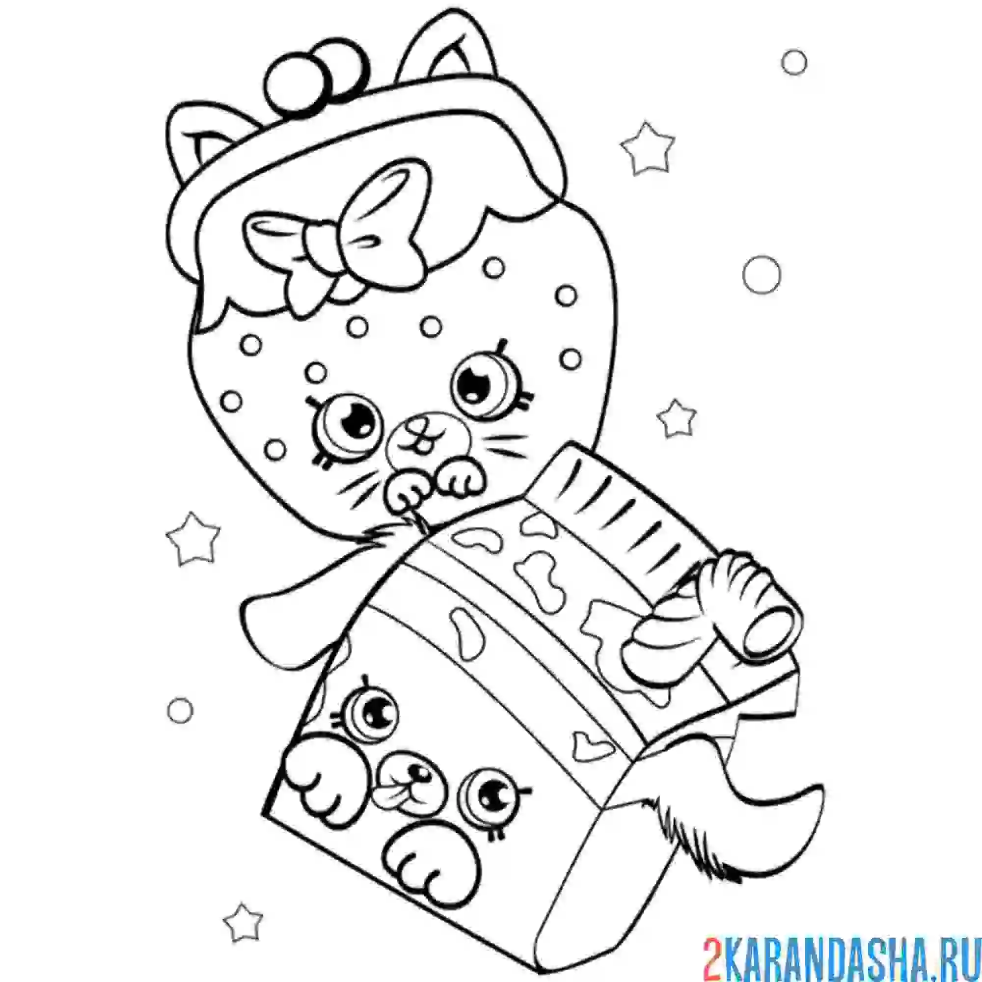 Раскраска кошелечек кошка и собачка шопкинс