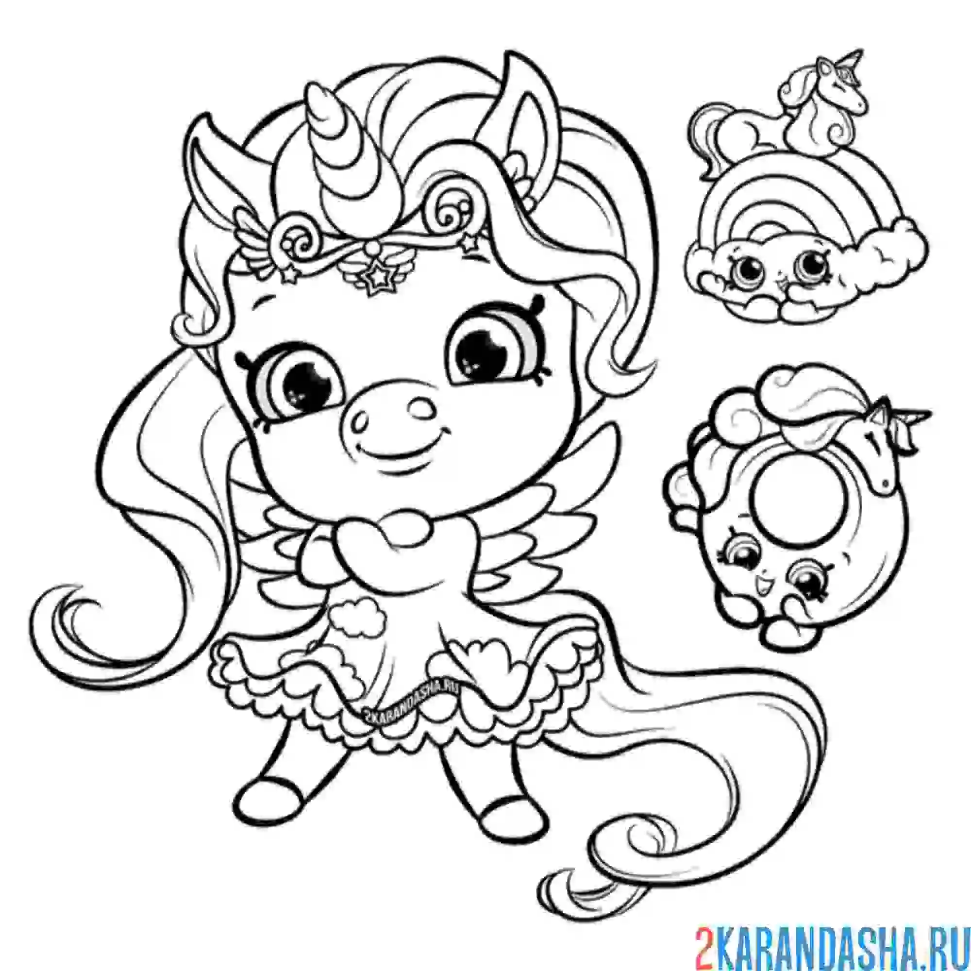 Раскраска шопкинс милый единорог с крыльями