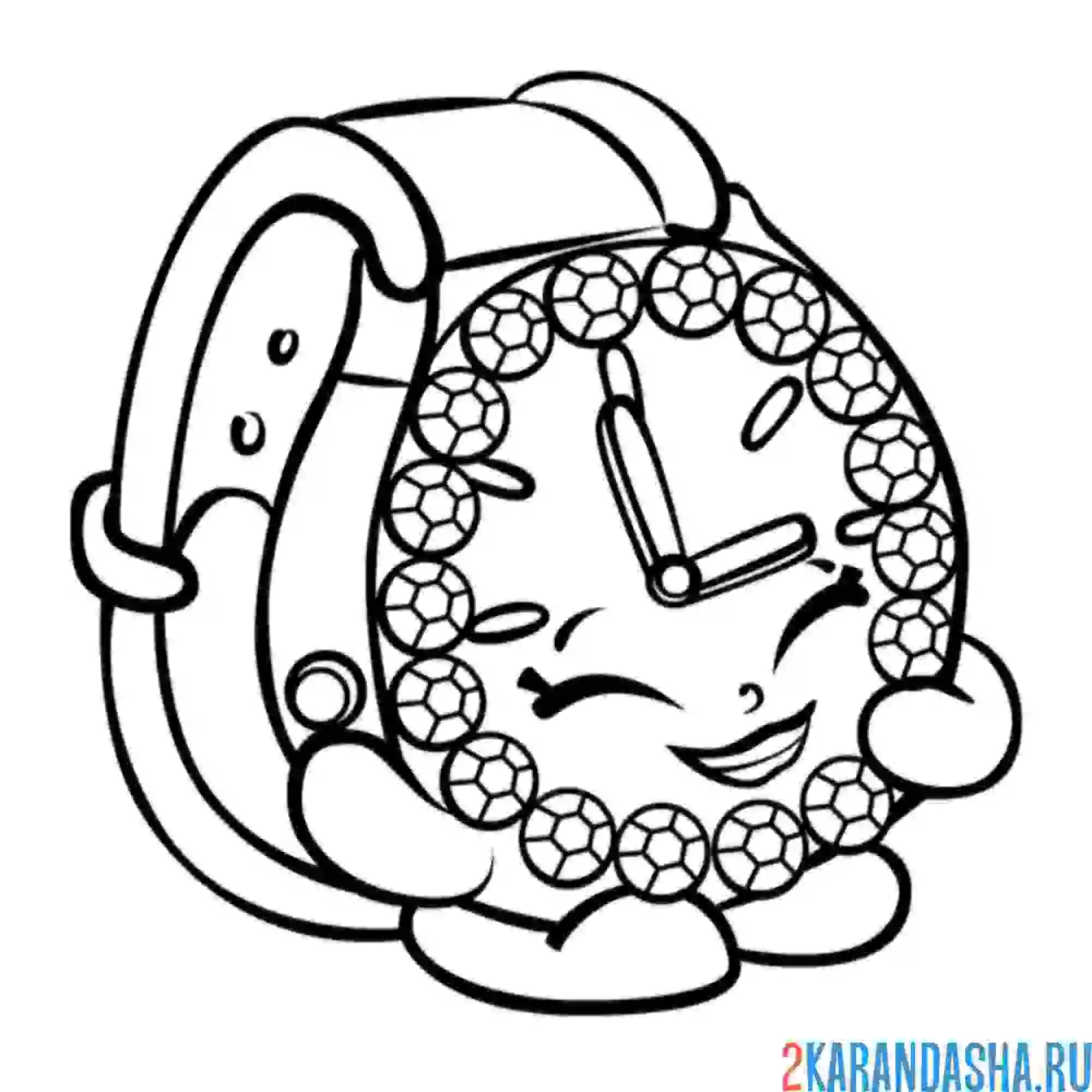 Раскраска милые часы шопкинс