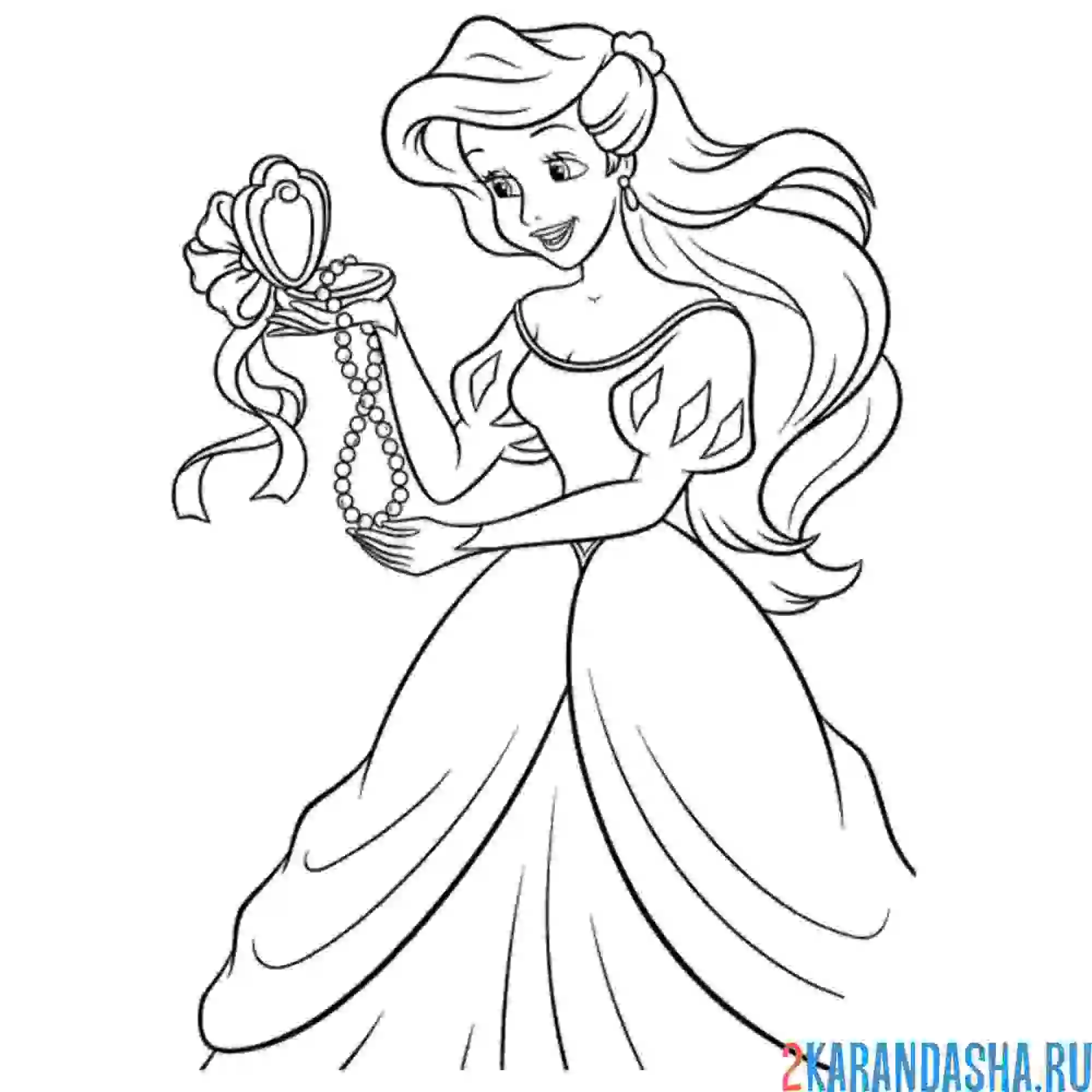 Раскраска принцесса ариэль и жемчуг