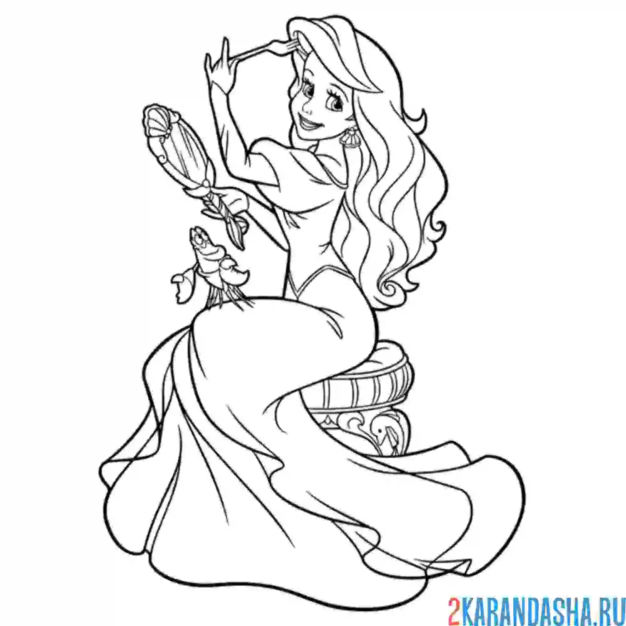 Раскраска русалочка принцесса ариэль