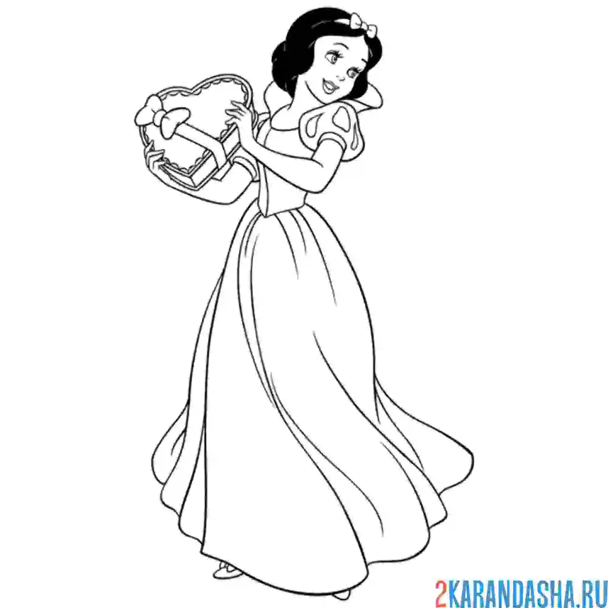 Раскраска белоснежка и большое сердце