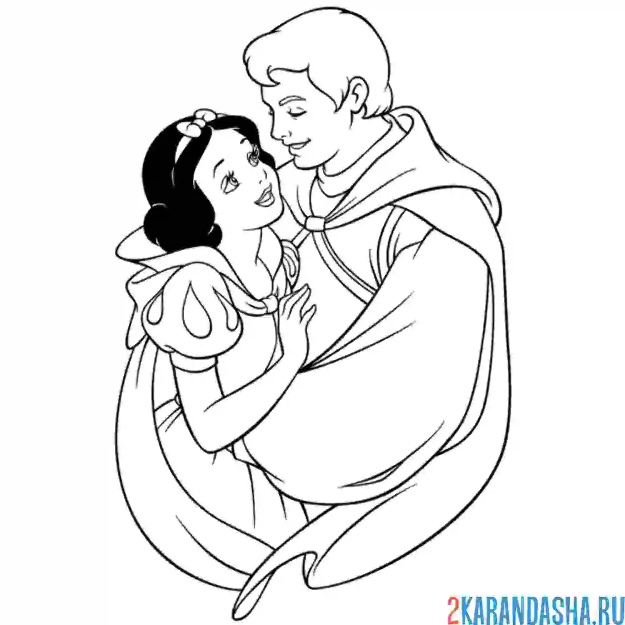 Раскраска принц и белоснежка