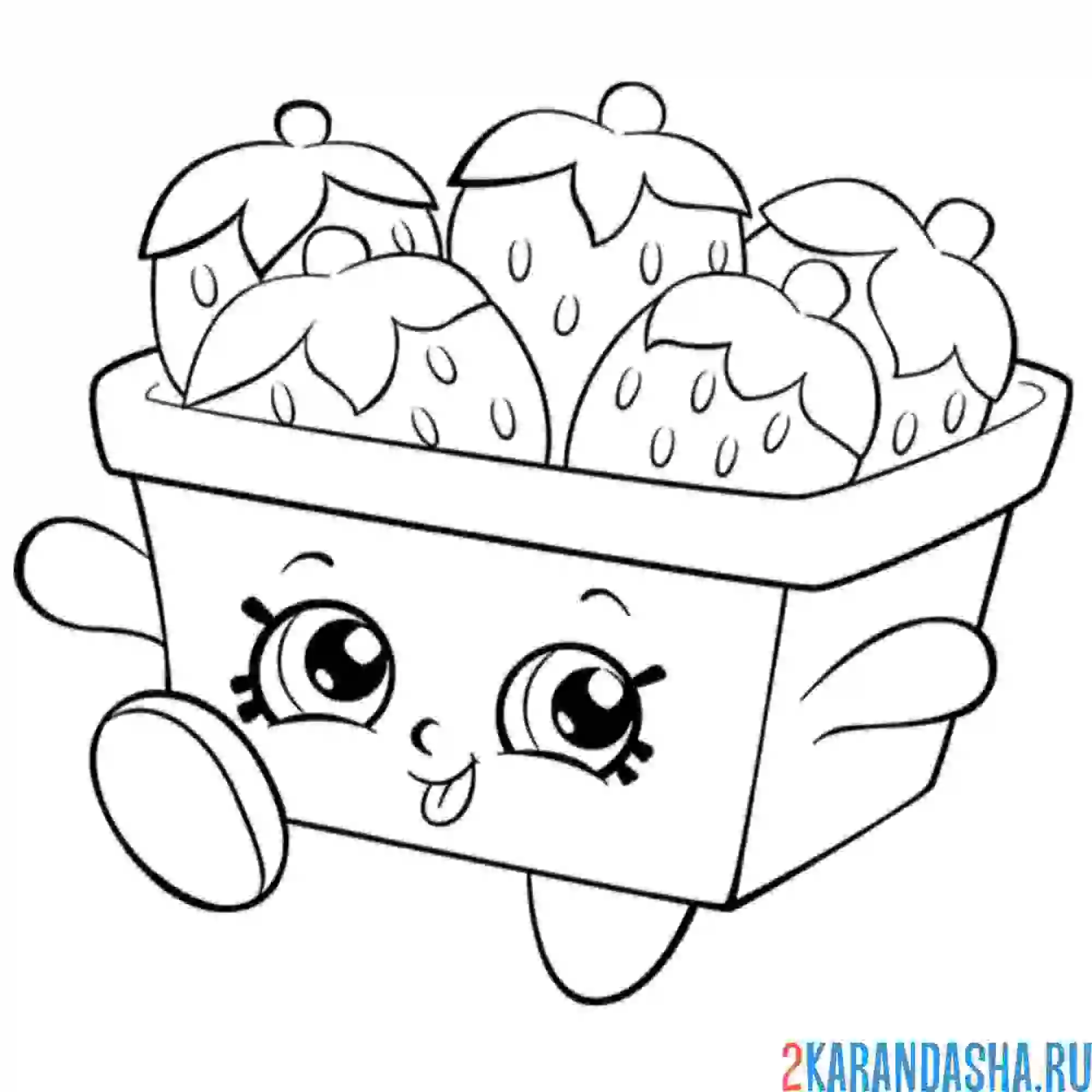 Раскраска шопкинс корзинка с клубникой