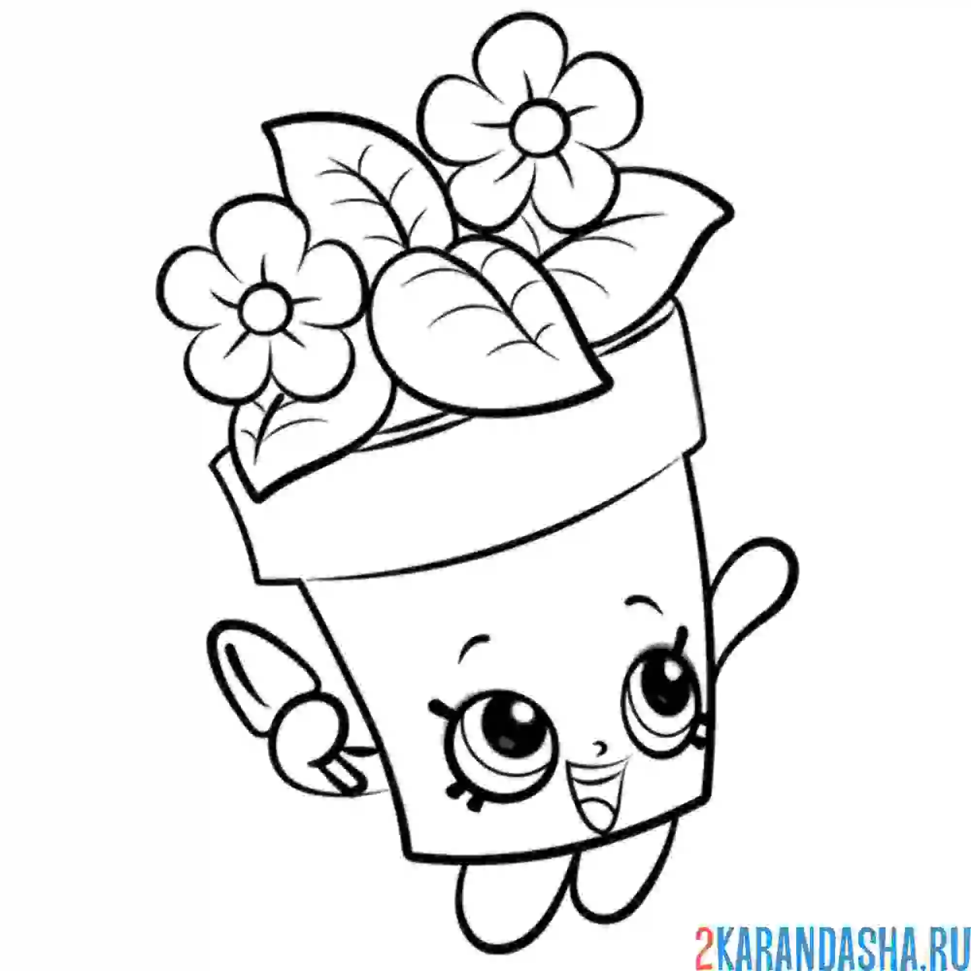 Раскраска шопкинс горшочек с цветами