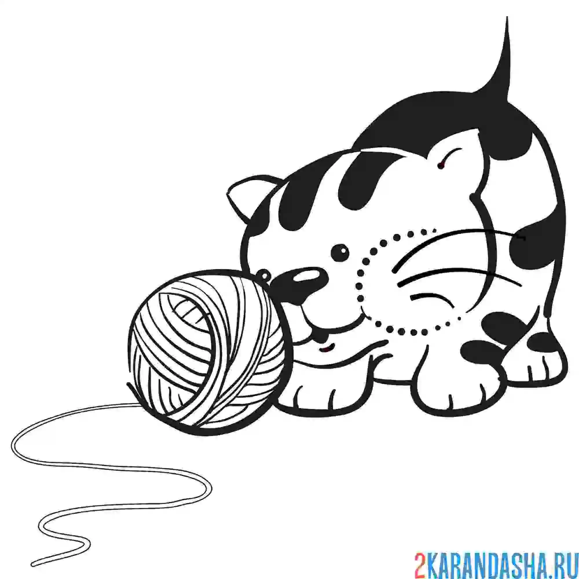 Раскраска кот играет