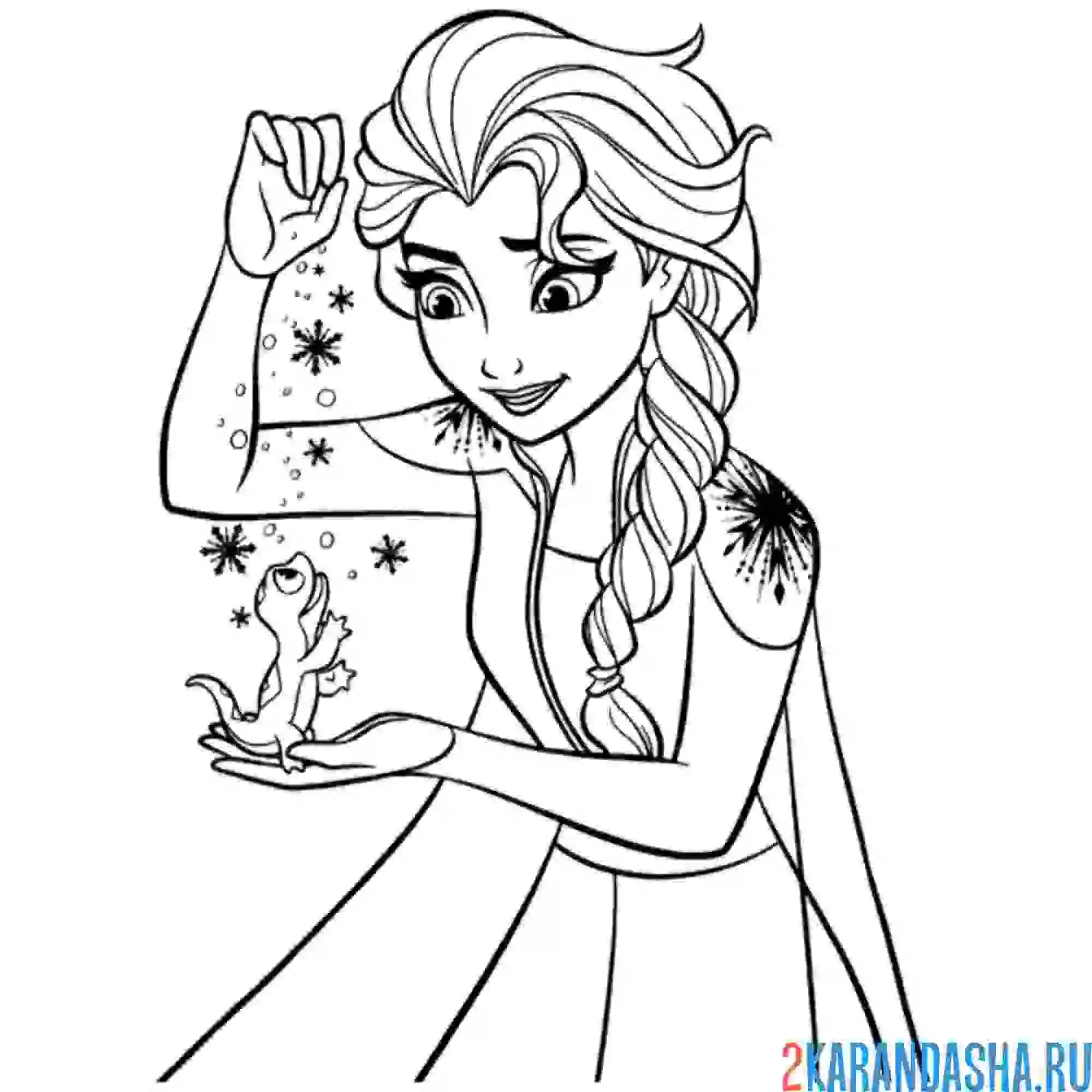 Раскраска эльза и ящерка бруни
