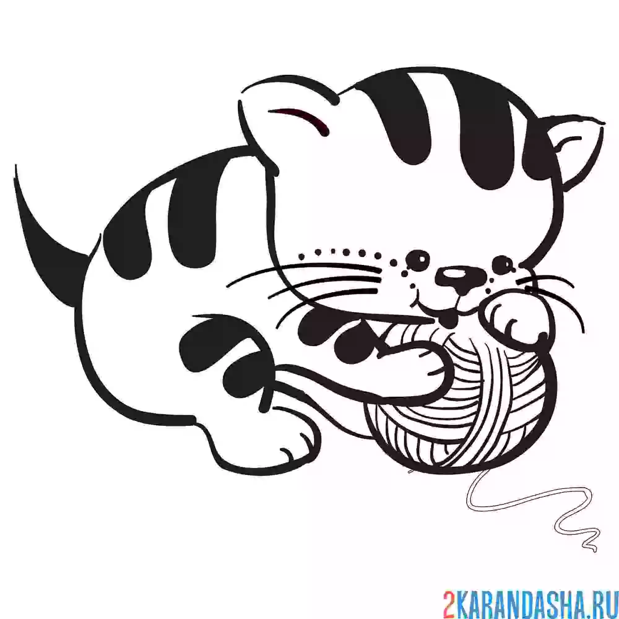 Раскраска игривый котенок