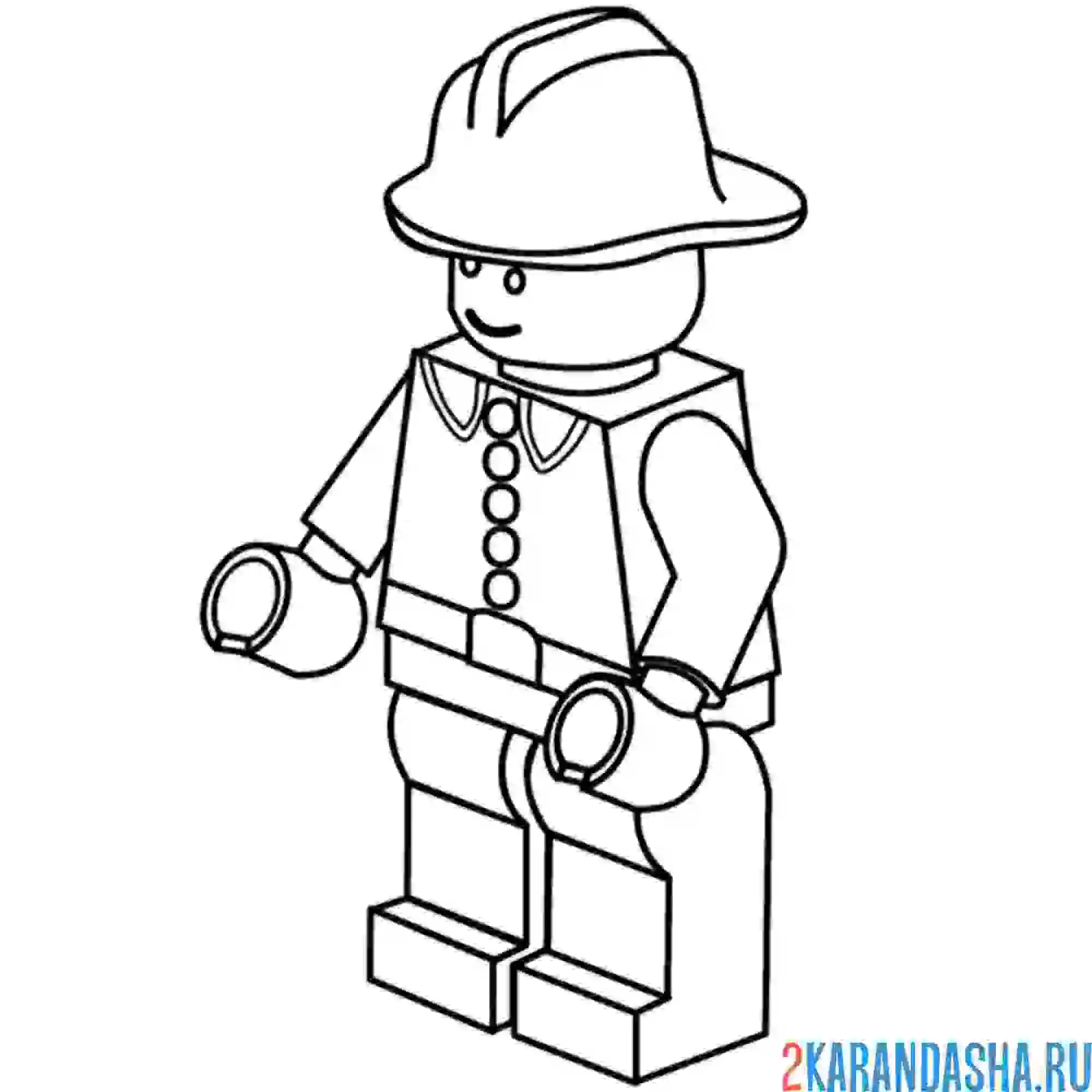 Раскраска пожарный лего сити