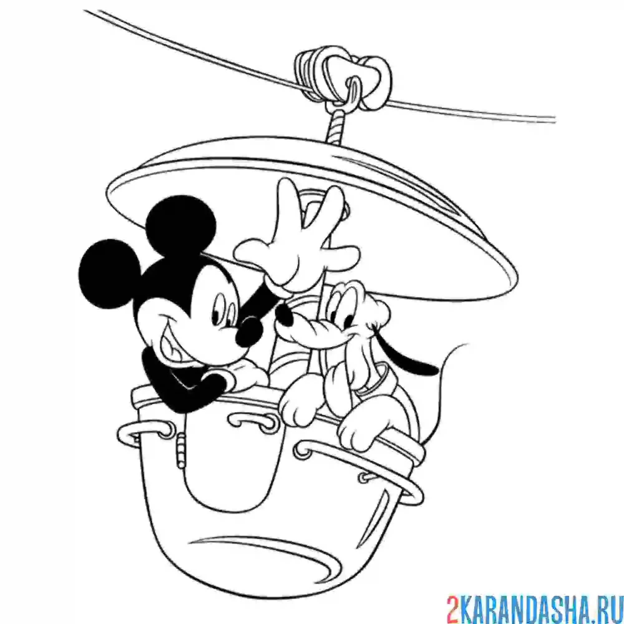 Раскраска микки и плуто