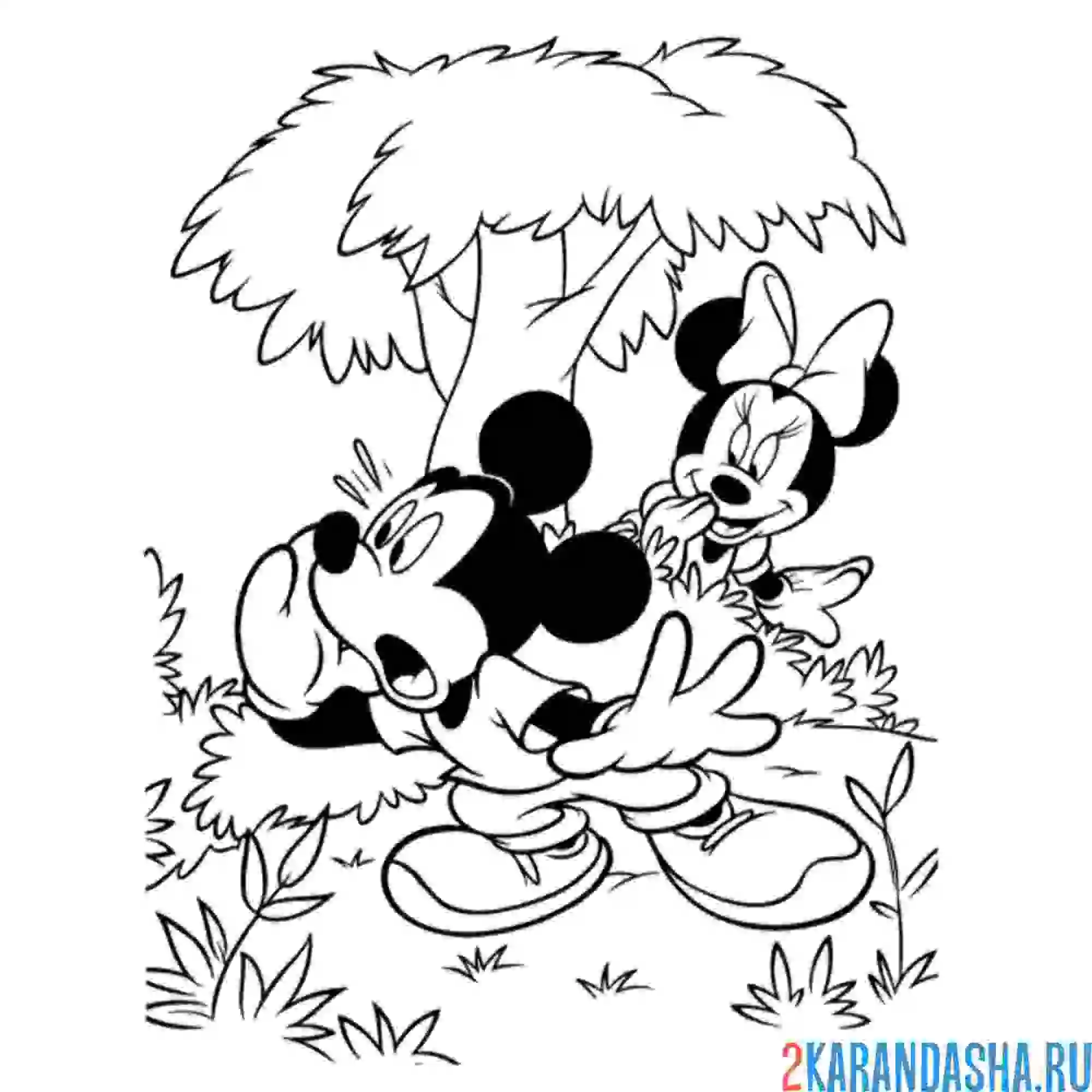 Раскраска микки потерял минни