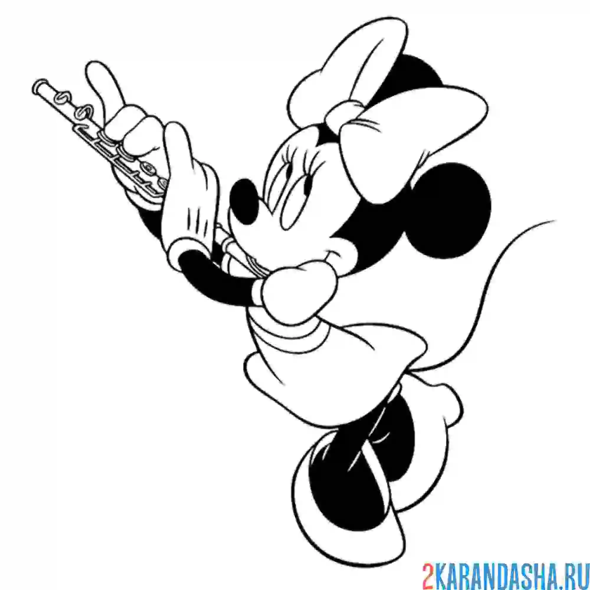 Раскраска минни играет на флейте