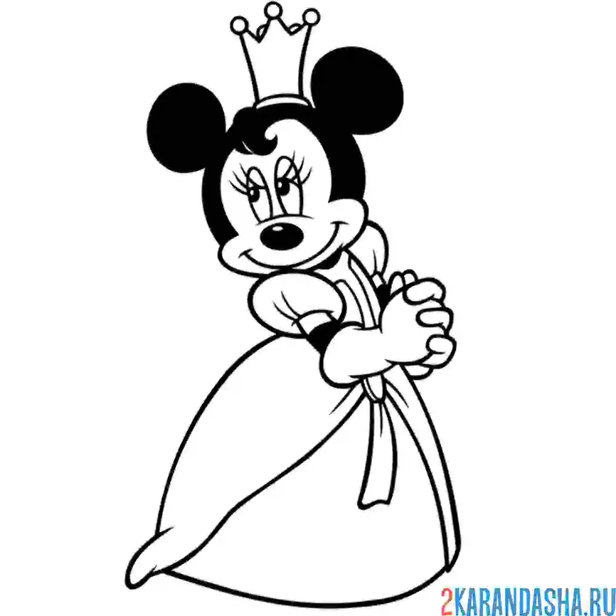 Раскраска принцесса минни маус