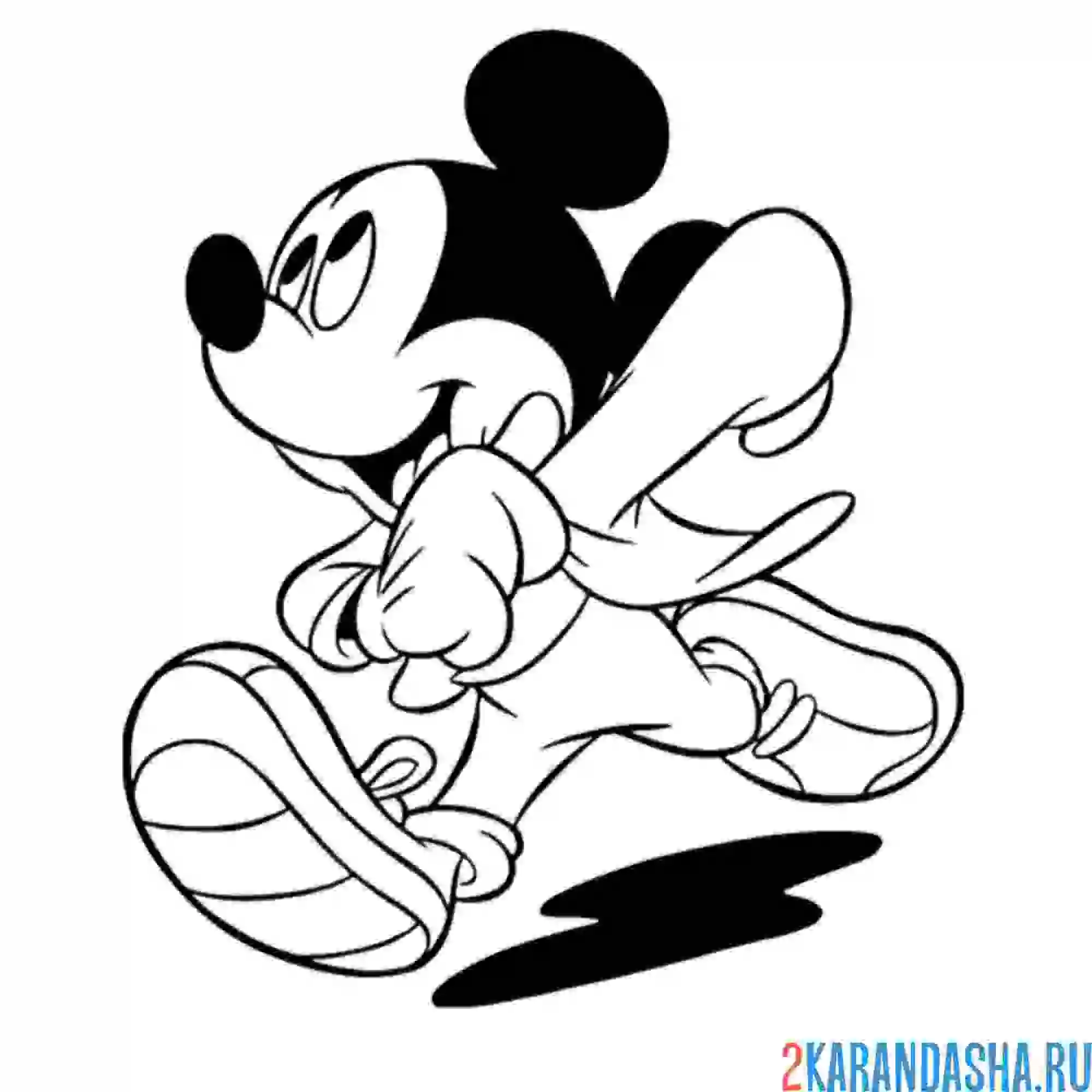 Раскраска забавный микки маус