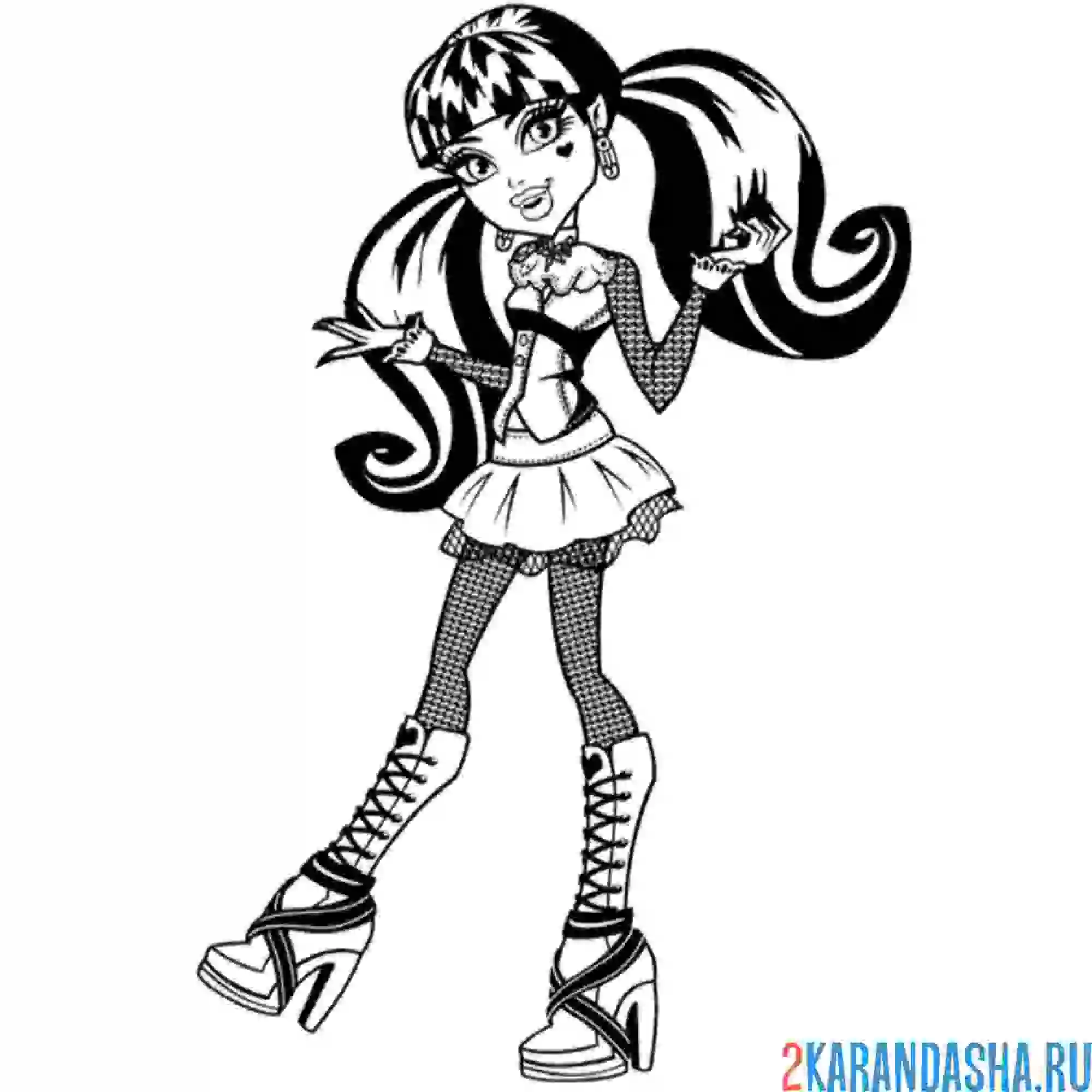 Раскраска монстр хай дракулаура смешная