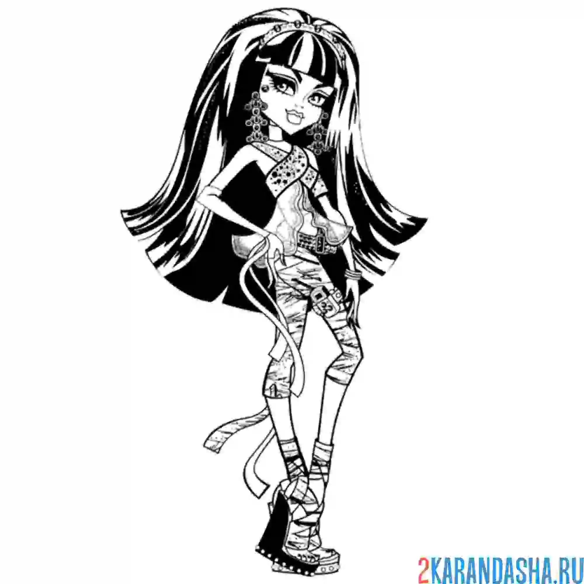 Раскраска монстр хай стильная клео де нил