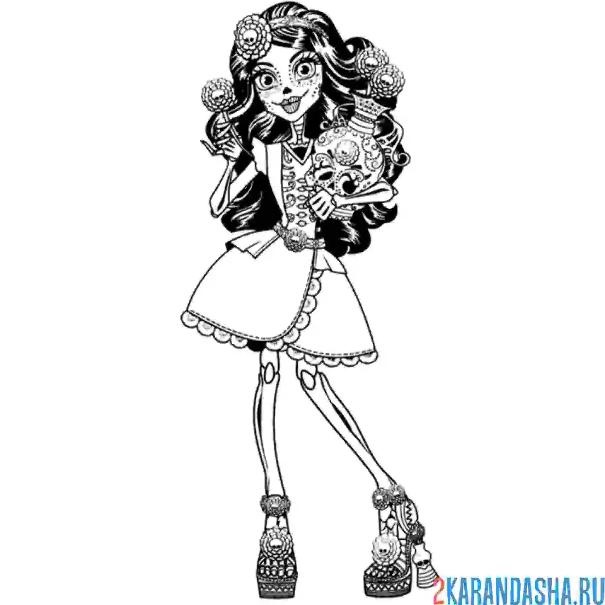 Раскраска монстр хай скелита калаверас