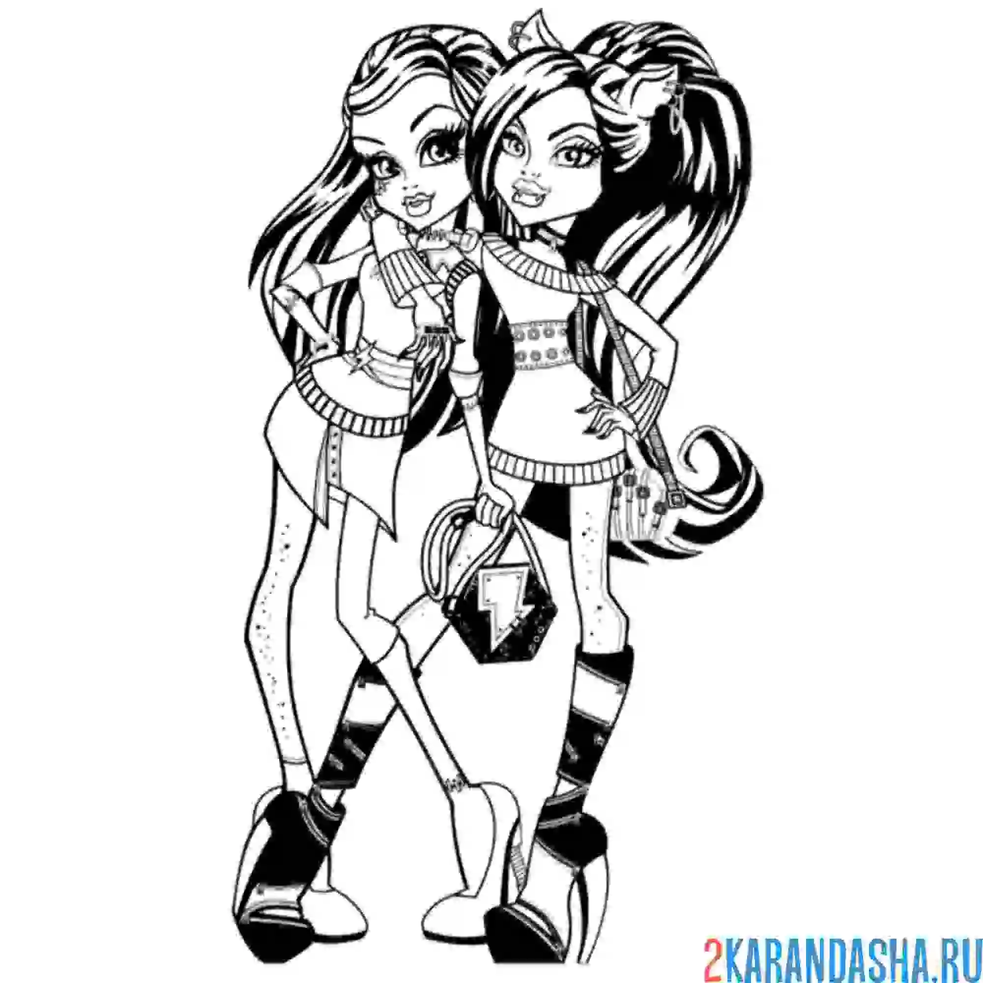 Раскраска клодин вульф и фрэнки штейн монстр хай