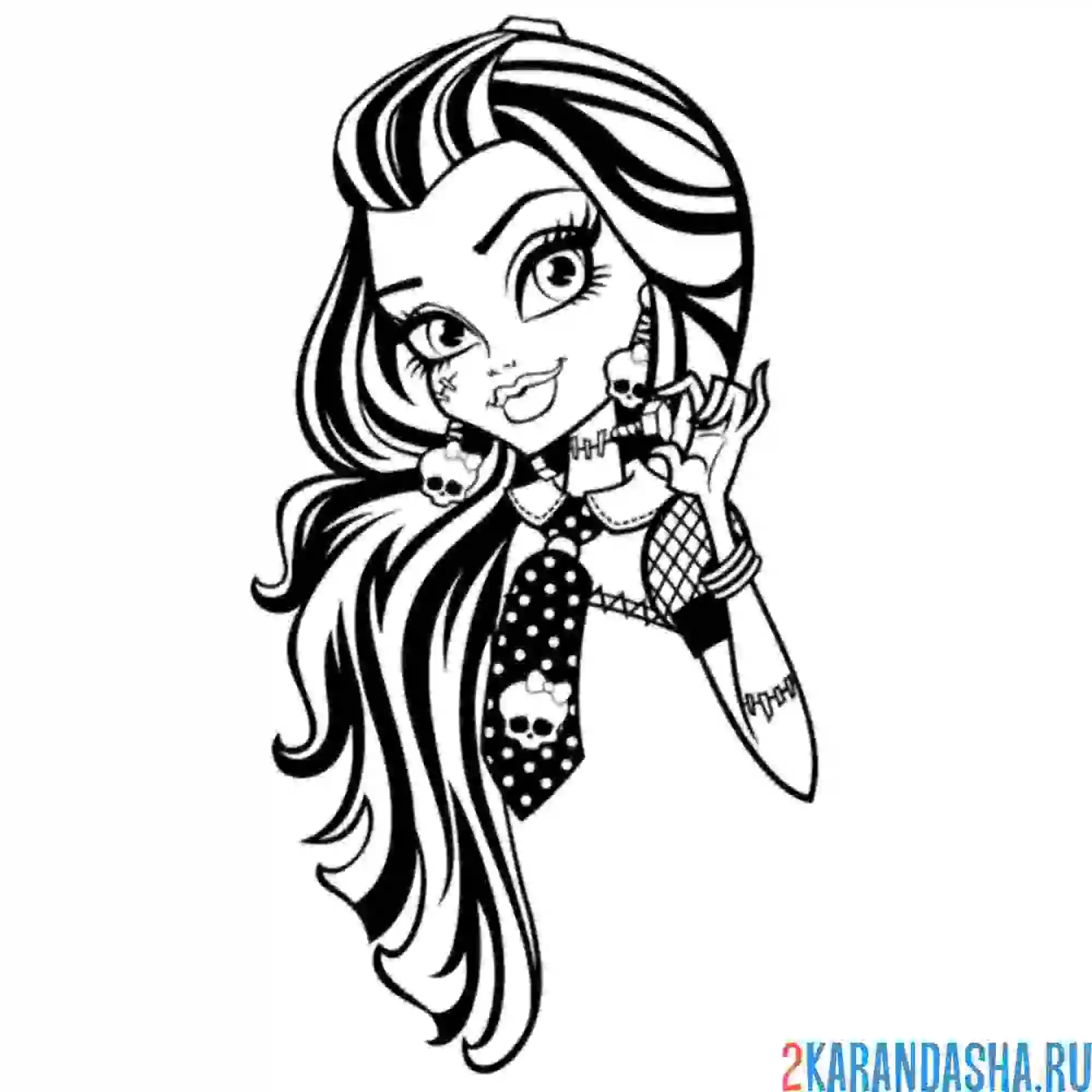 Раскраска монстр хай портрет фрэнки штейн