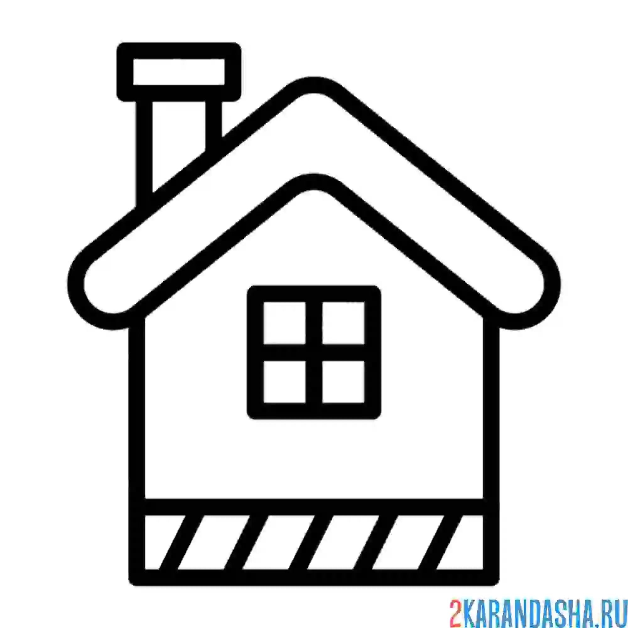 Раскраска домик с трубой и окном