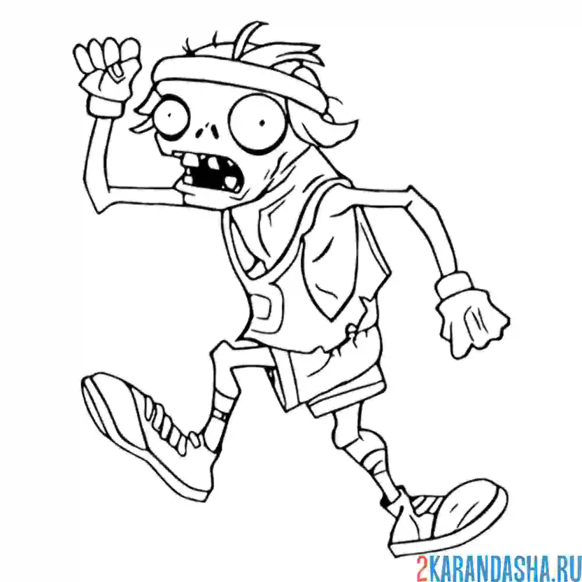 Раскраска зомби с шестом