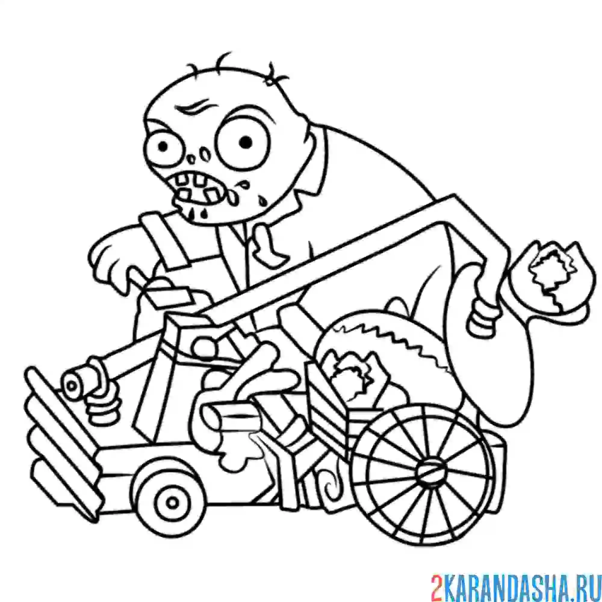 Раскраска зомби на катапульте