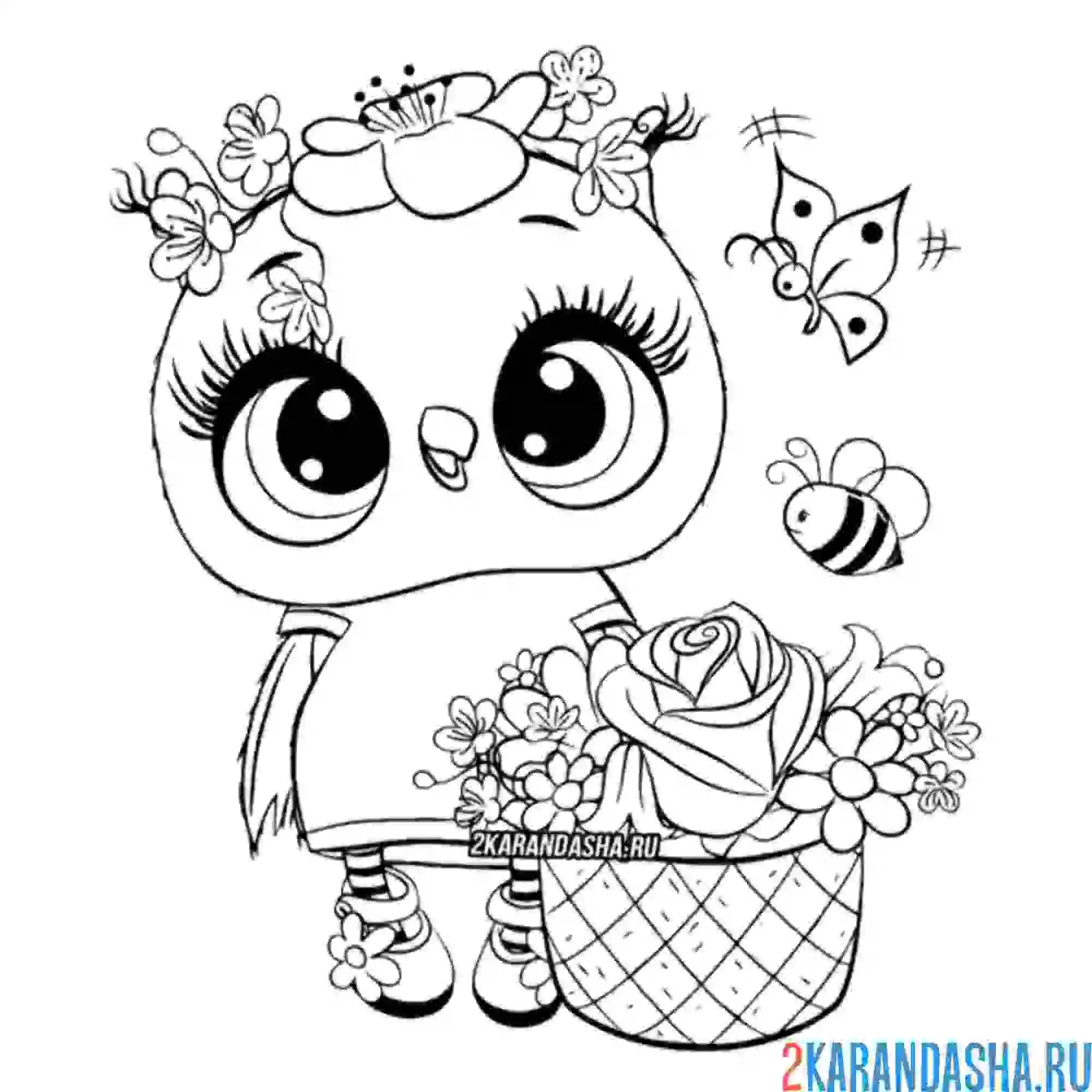 Раскраска милашка совушка