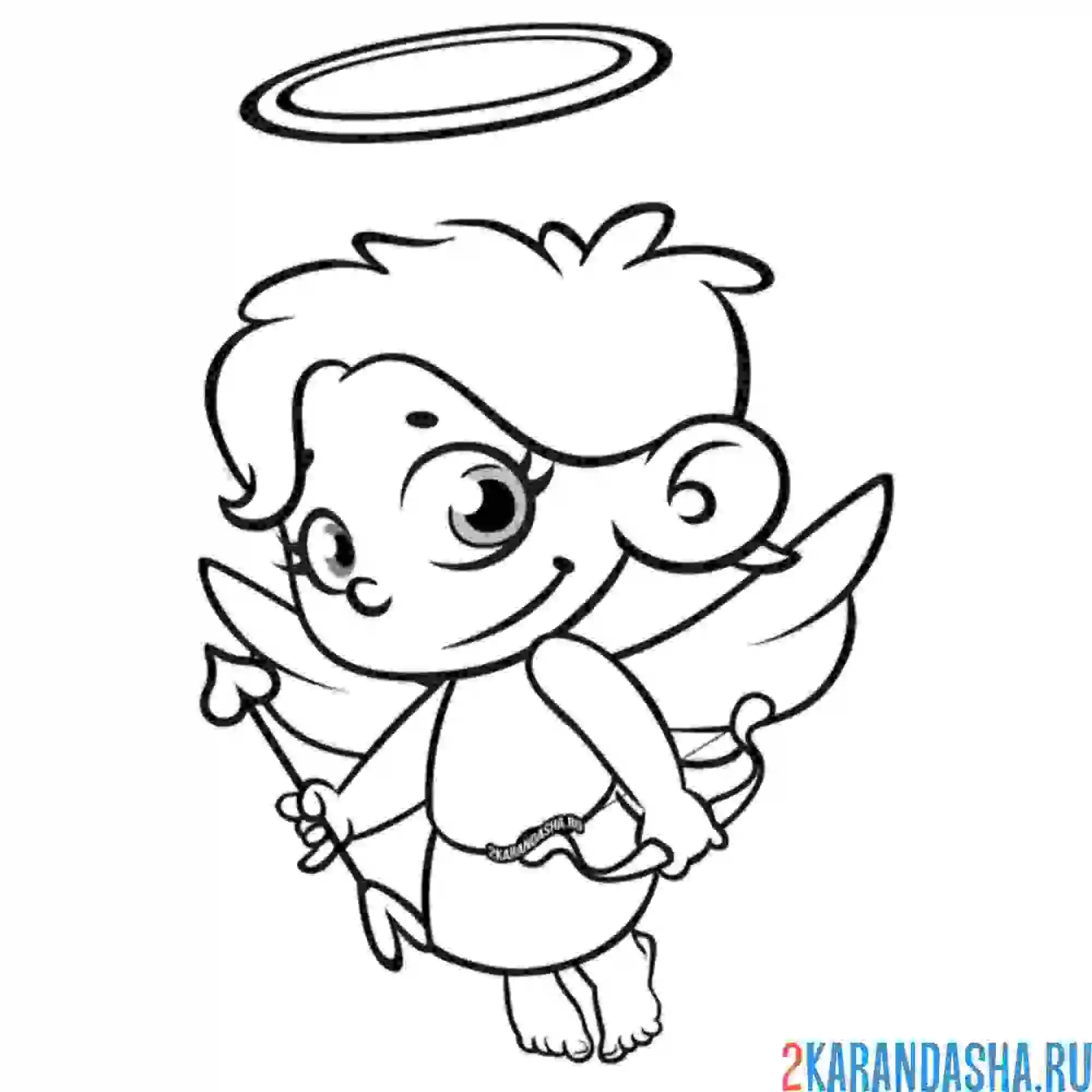 Раскраска ангелок любви купидон