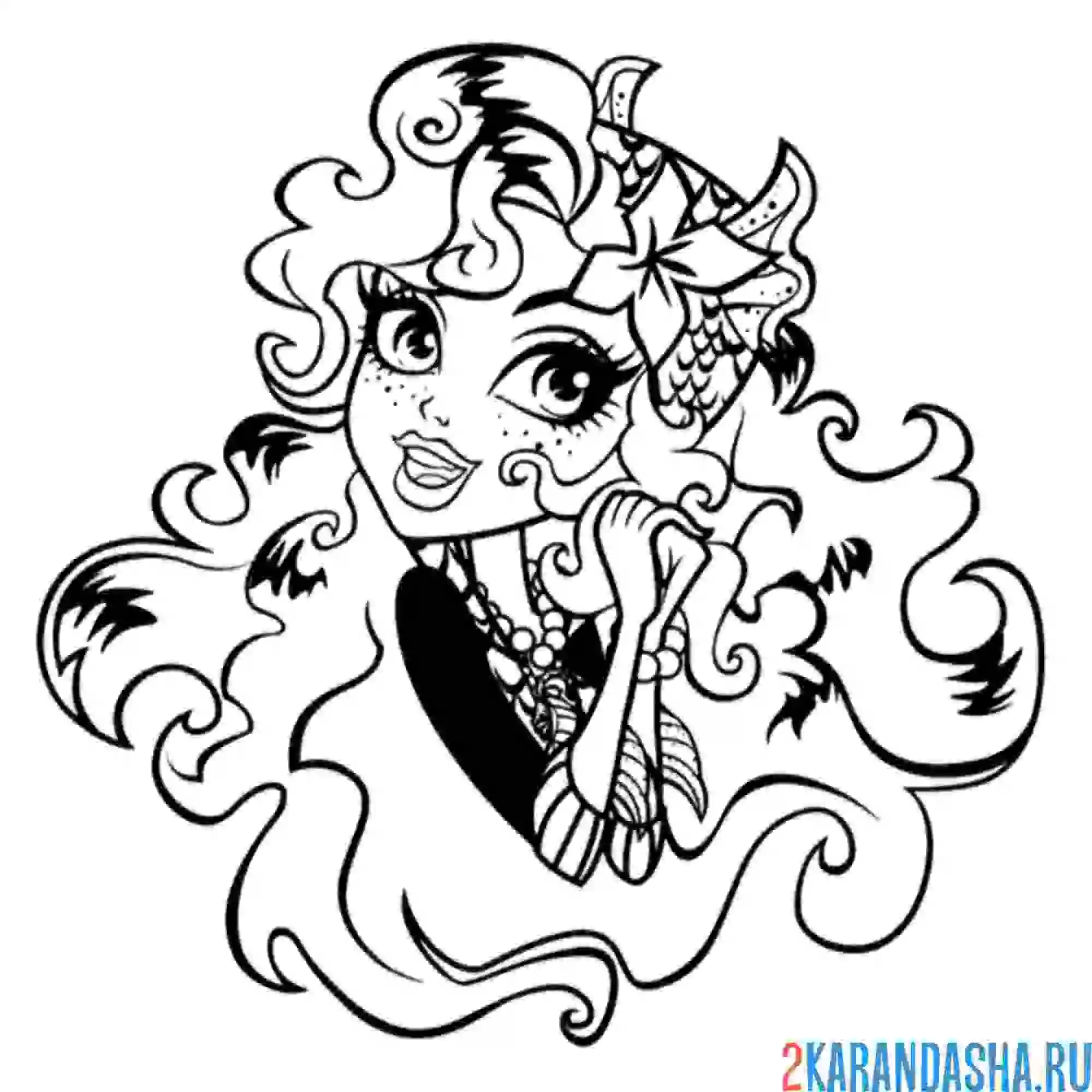 Раскраска монстр хай лагуна блю с шикарными волосами