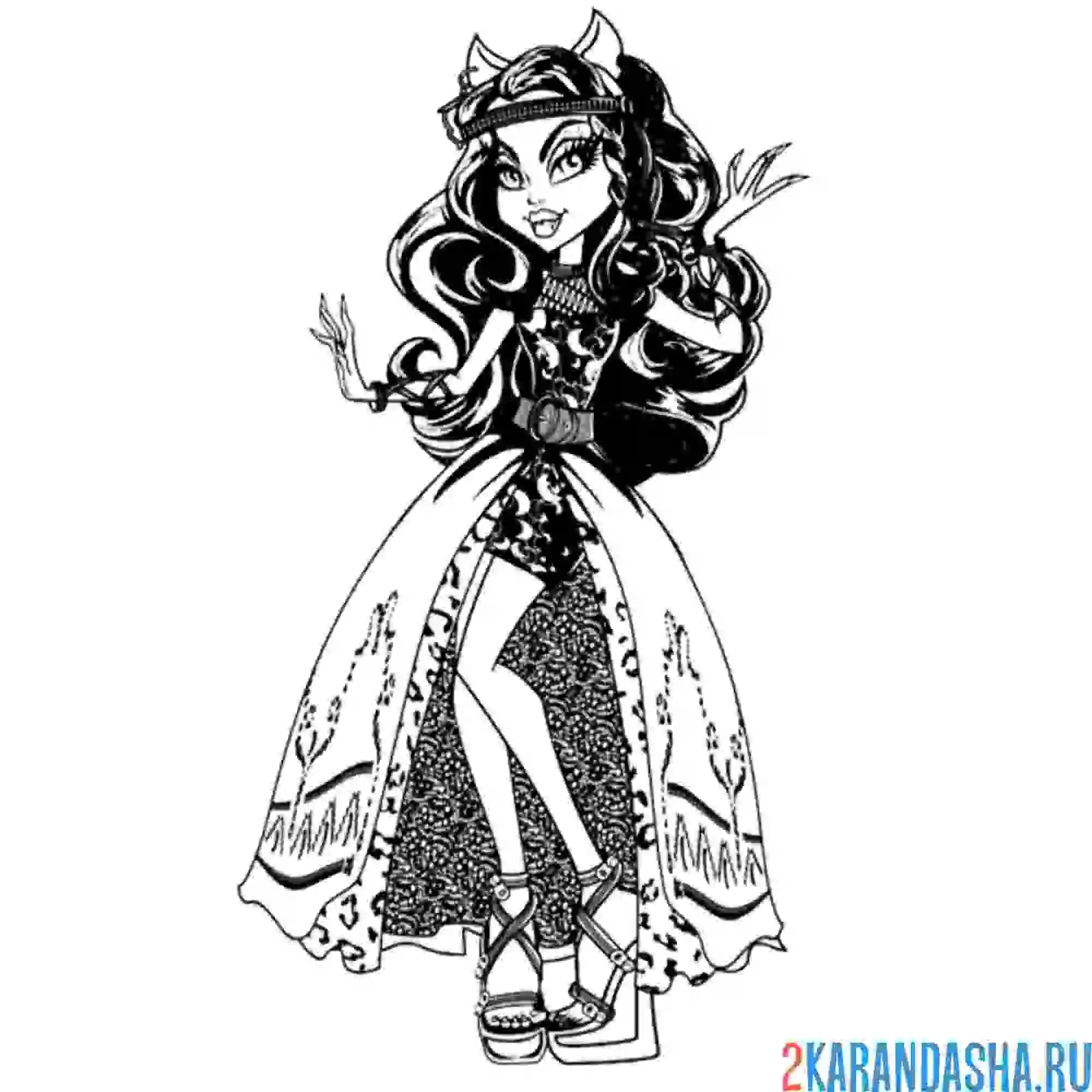 Раскраска монстр хай волк-оборотень клодин вульф