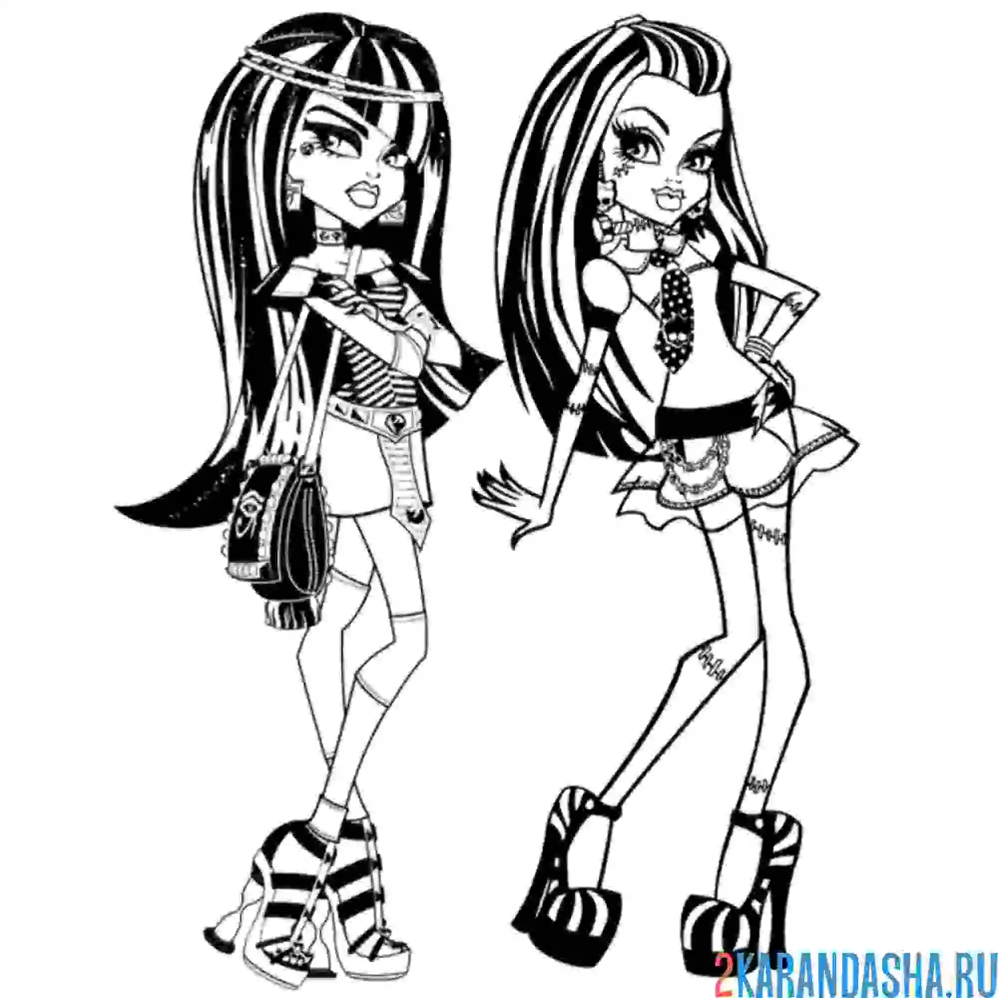 Раскраска клео де нил и фрэнки штейн монстр хай