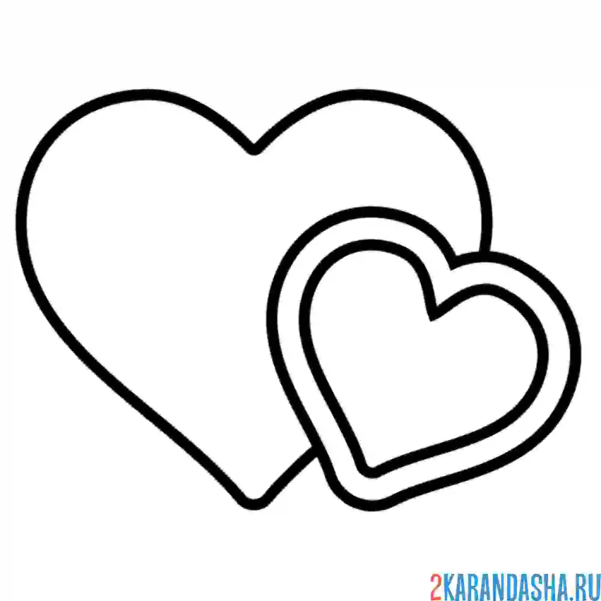 Раскраска два сердечка