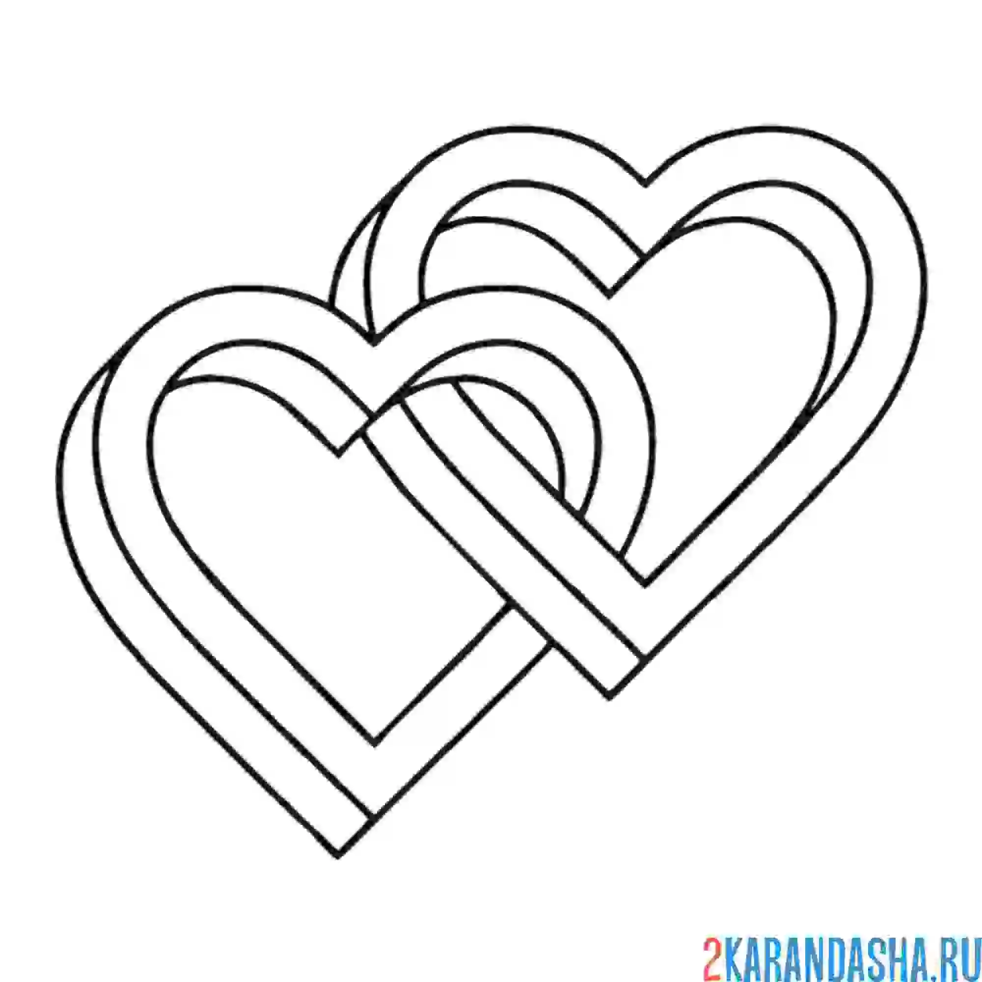 Раскраска двойное сердце