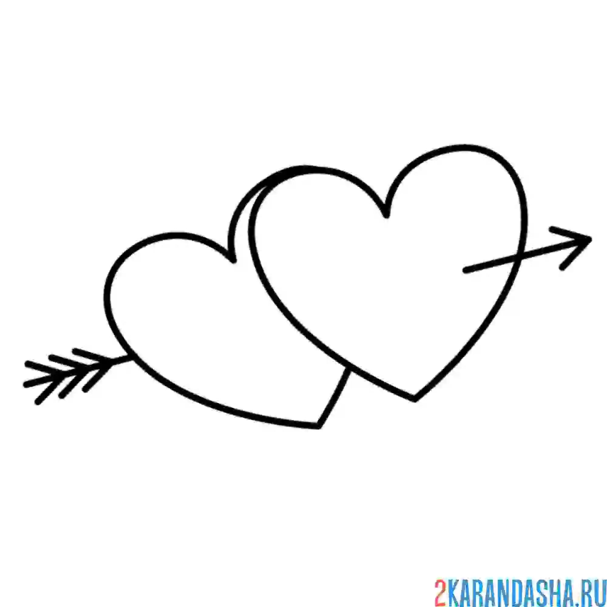 Раскраска двойное сердце и стрела
