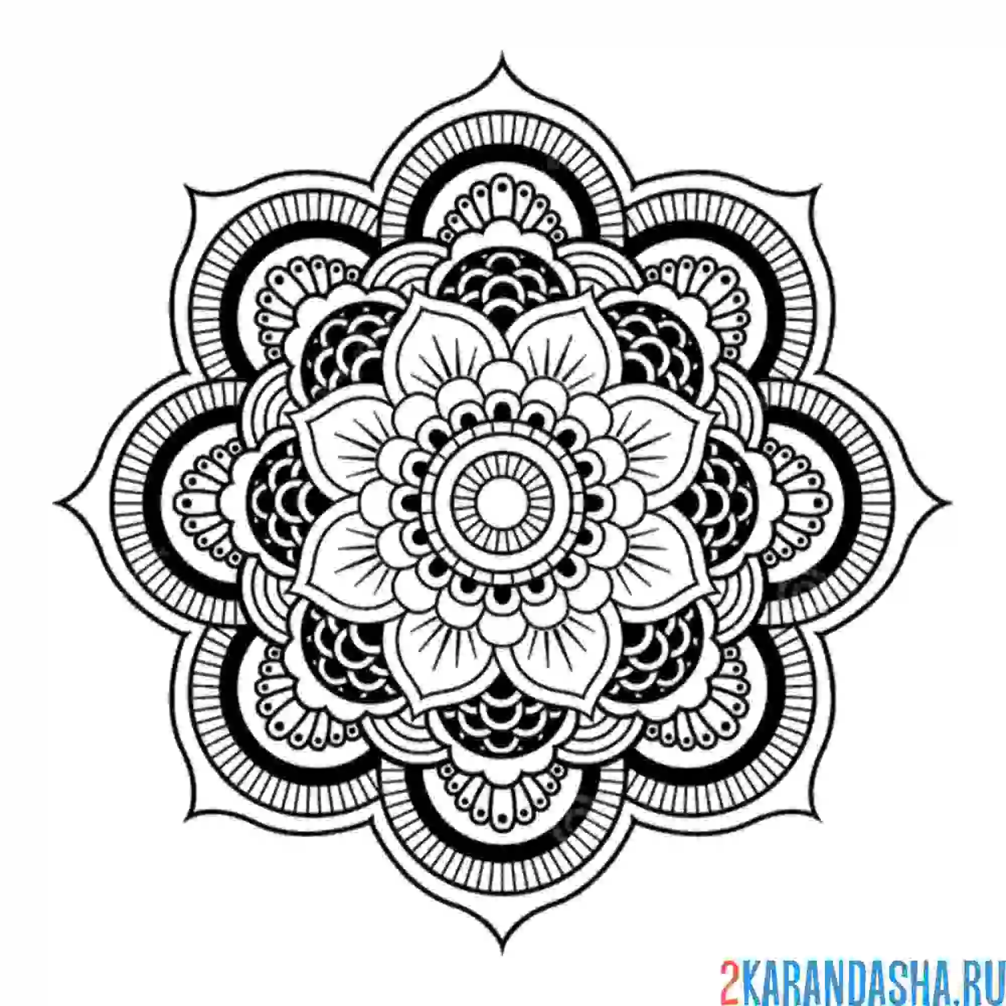 Раскраска мандала умиротворения и спокойствия